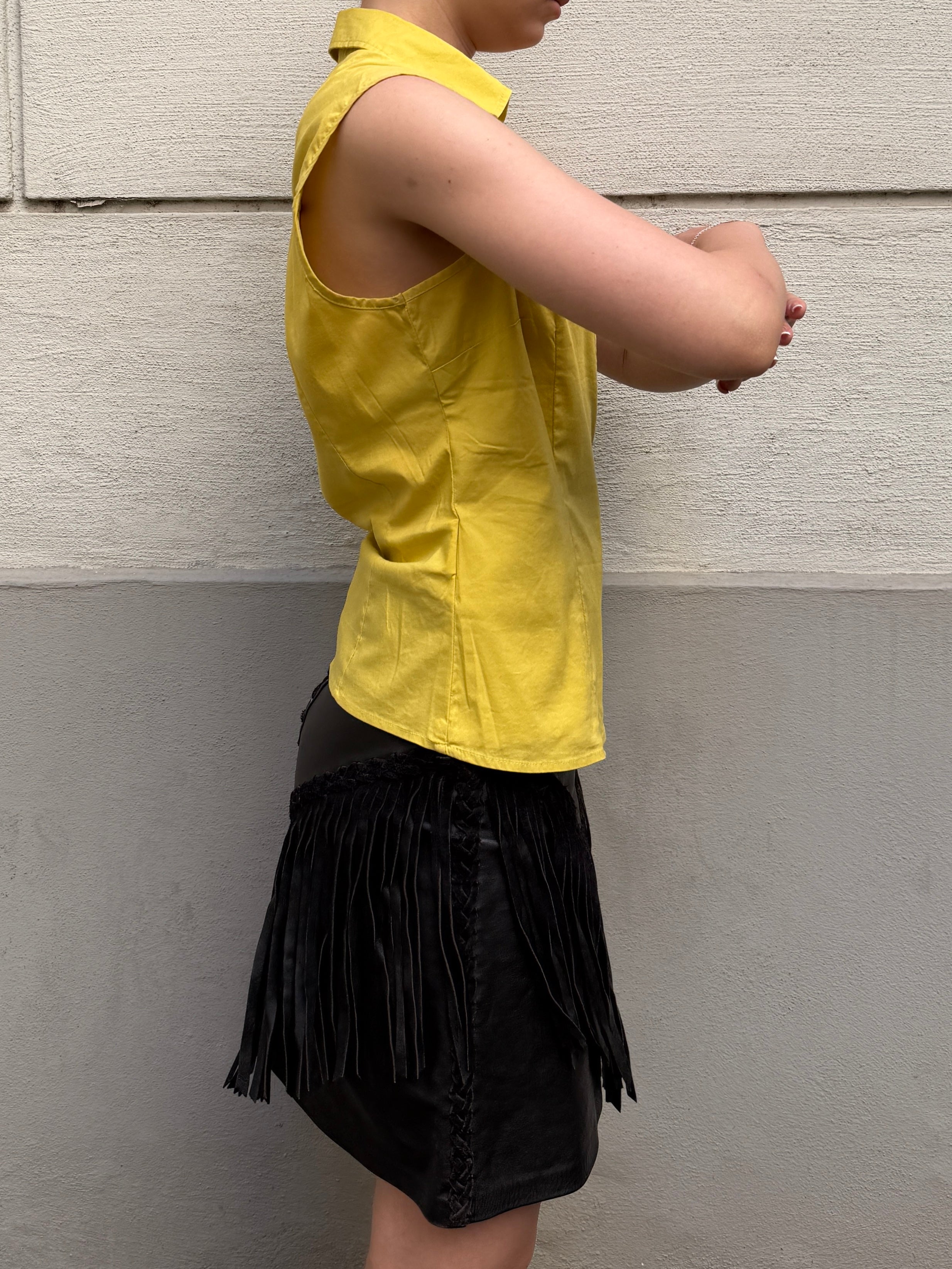 Vintage Y2K Mustard Yellow Cotton Blouse S