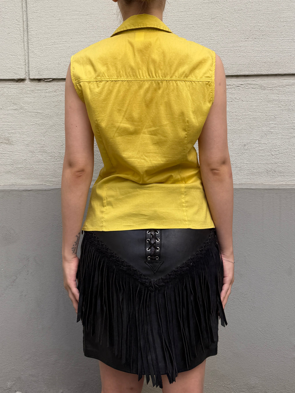 Vintage Y2K Mustard Yellow Cotton Blouse S