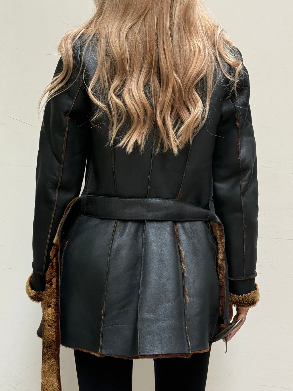 Vintage Black Shearling Sheepskin Coat XS/S