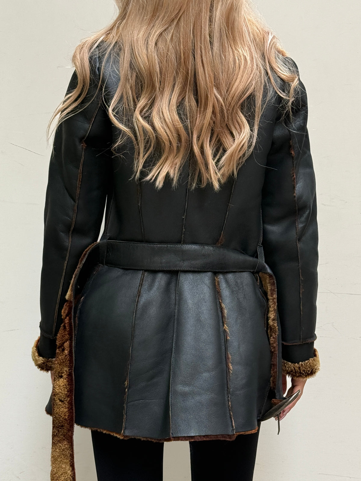 Vintage Black Shearling Sheepskin Coat XS/S