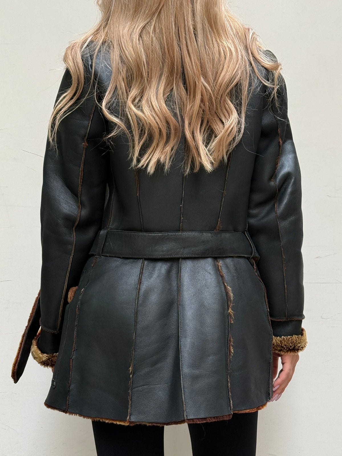 Vintage Black Shearling Sheepskin Coat XS/S