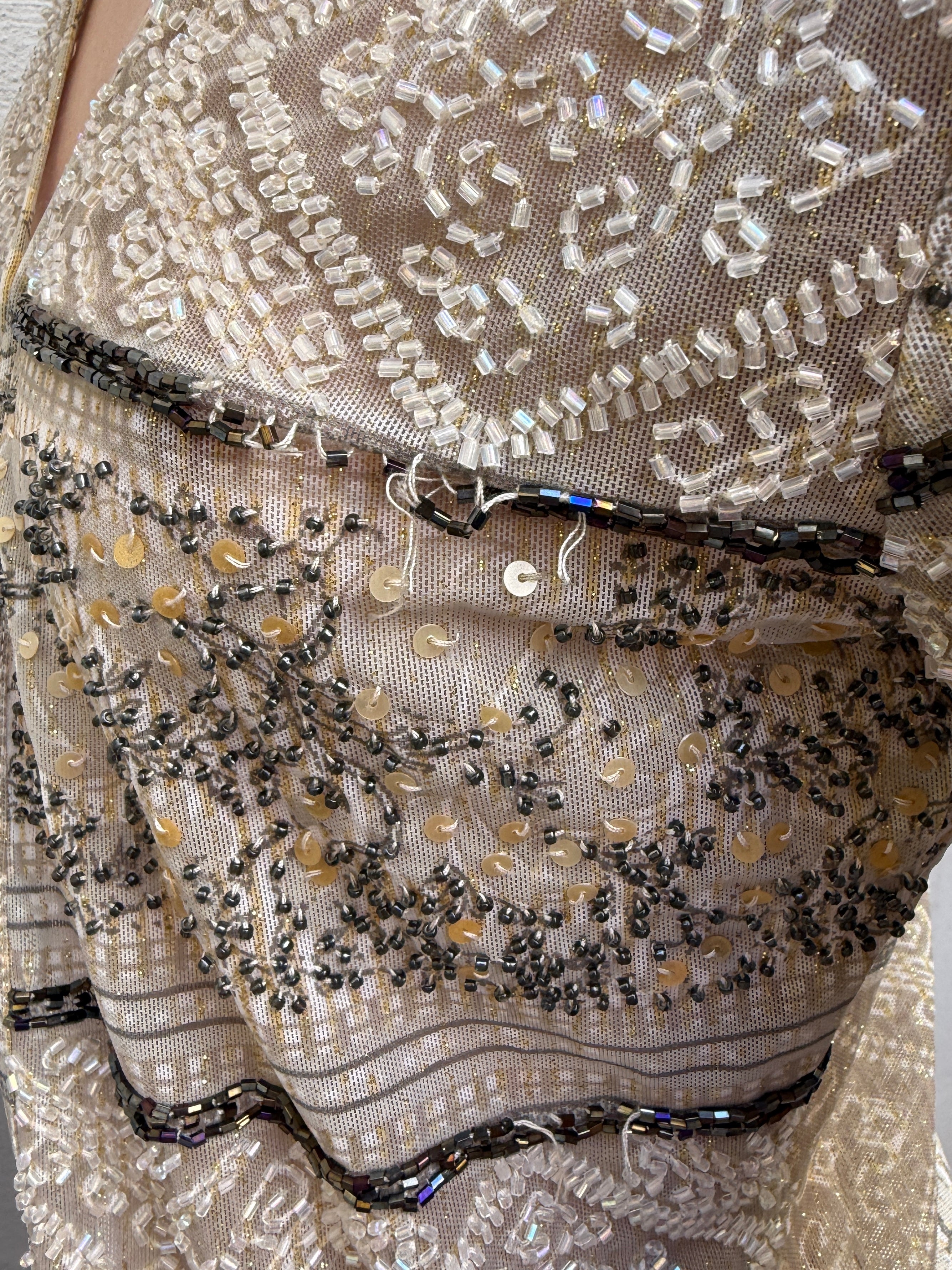 Vintage Y2K Beaded Short Sleeve Top S