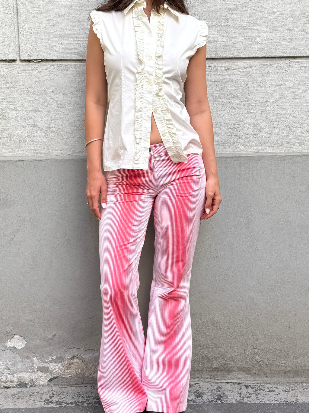 Vintage Y2K Low/Mid Waist Cotton Striped Trousers S