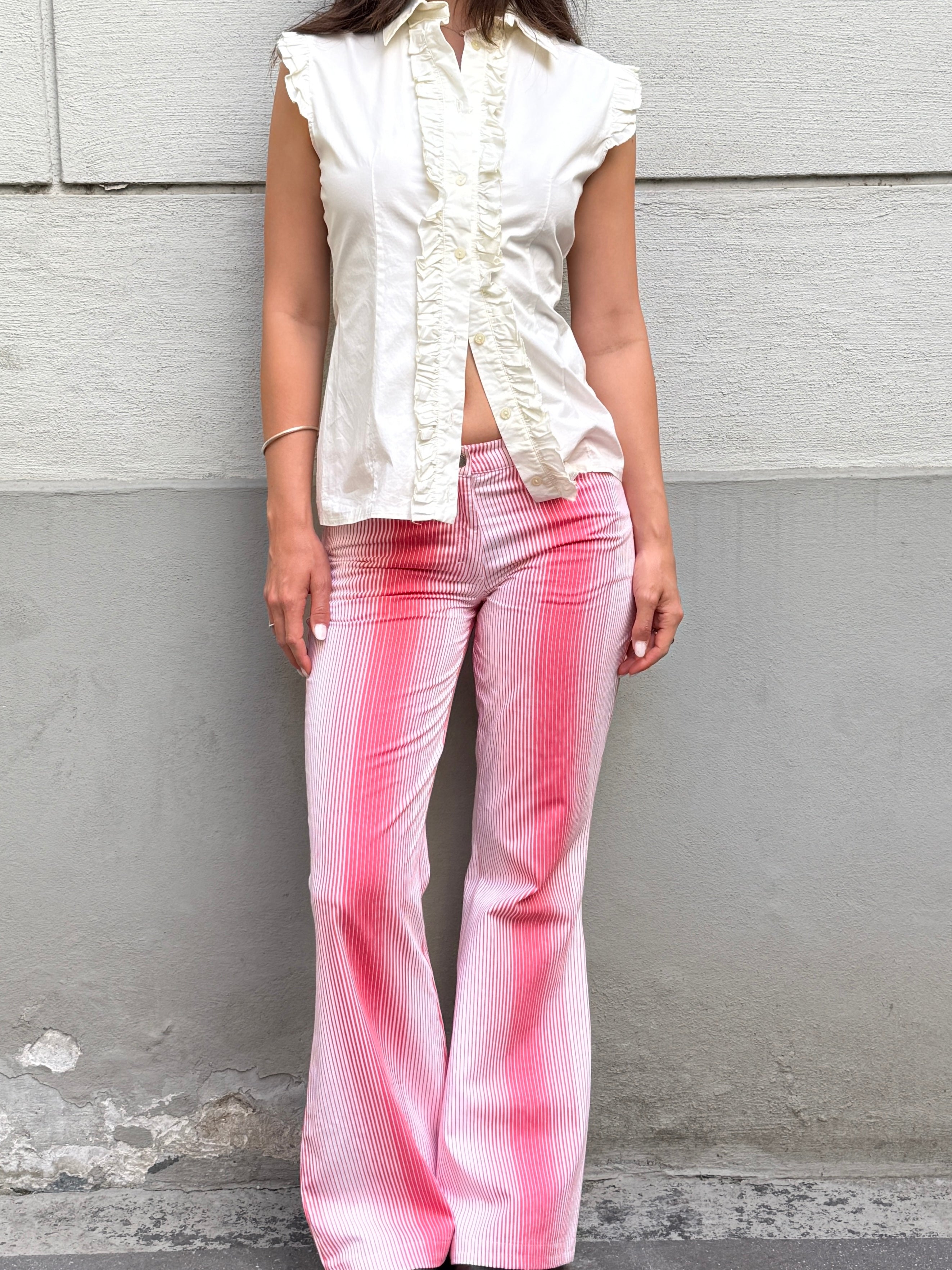 Vintage Y2K Low/Mid Waist Cotton Striped Trousers S