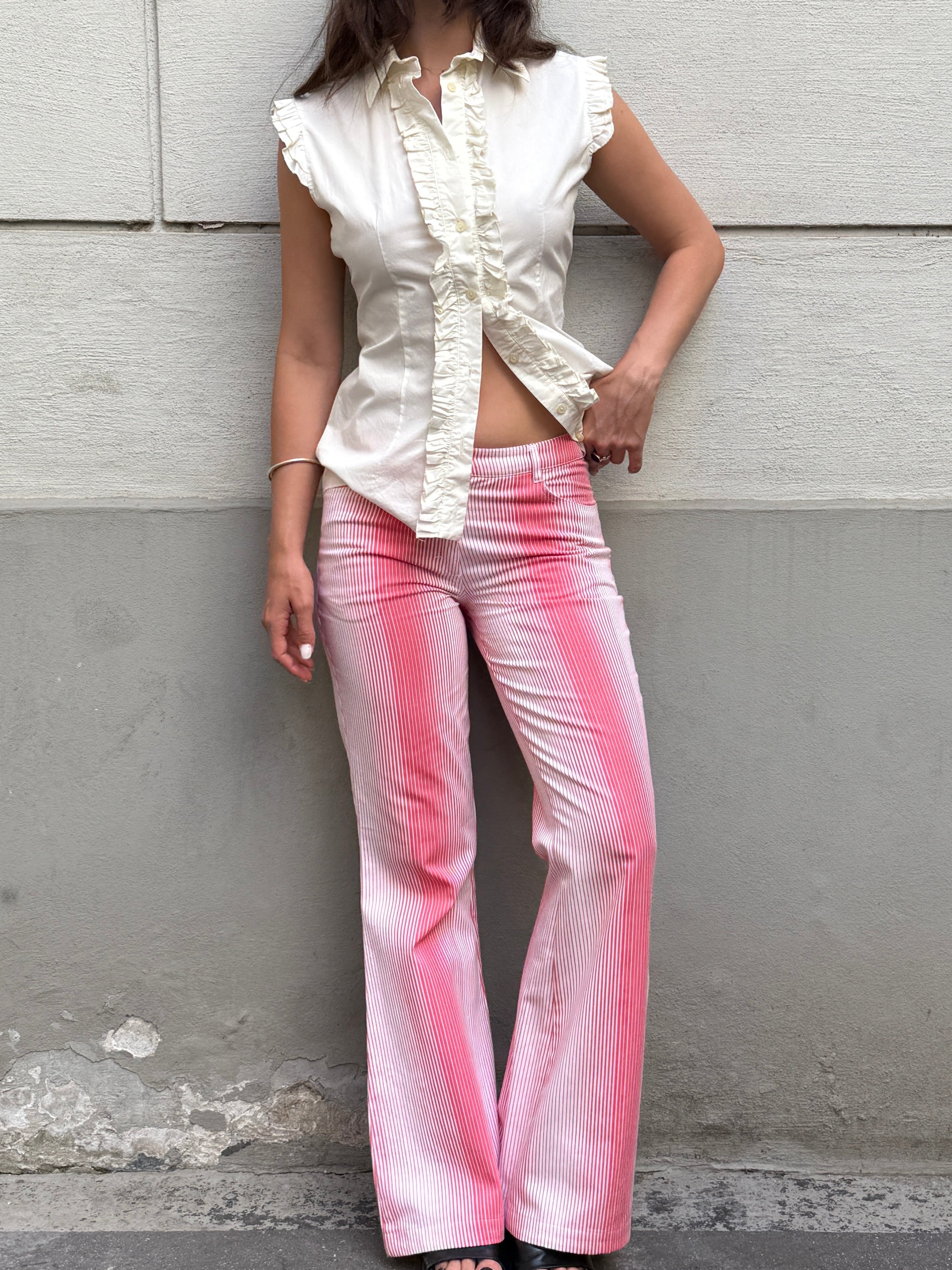 Vintage Y2K Low/Mid Waist Cotton Striped Trousers S