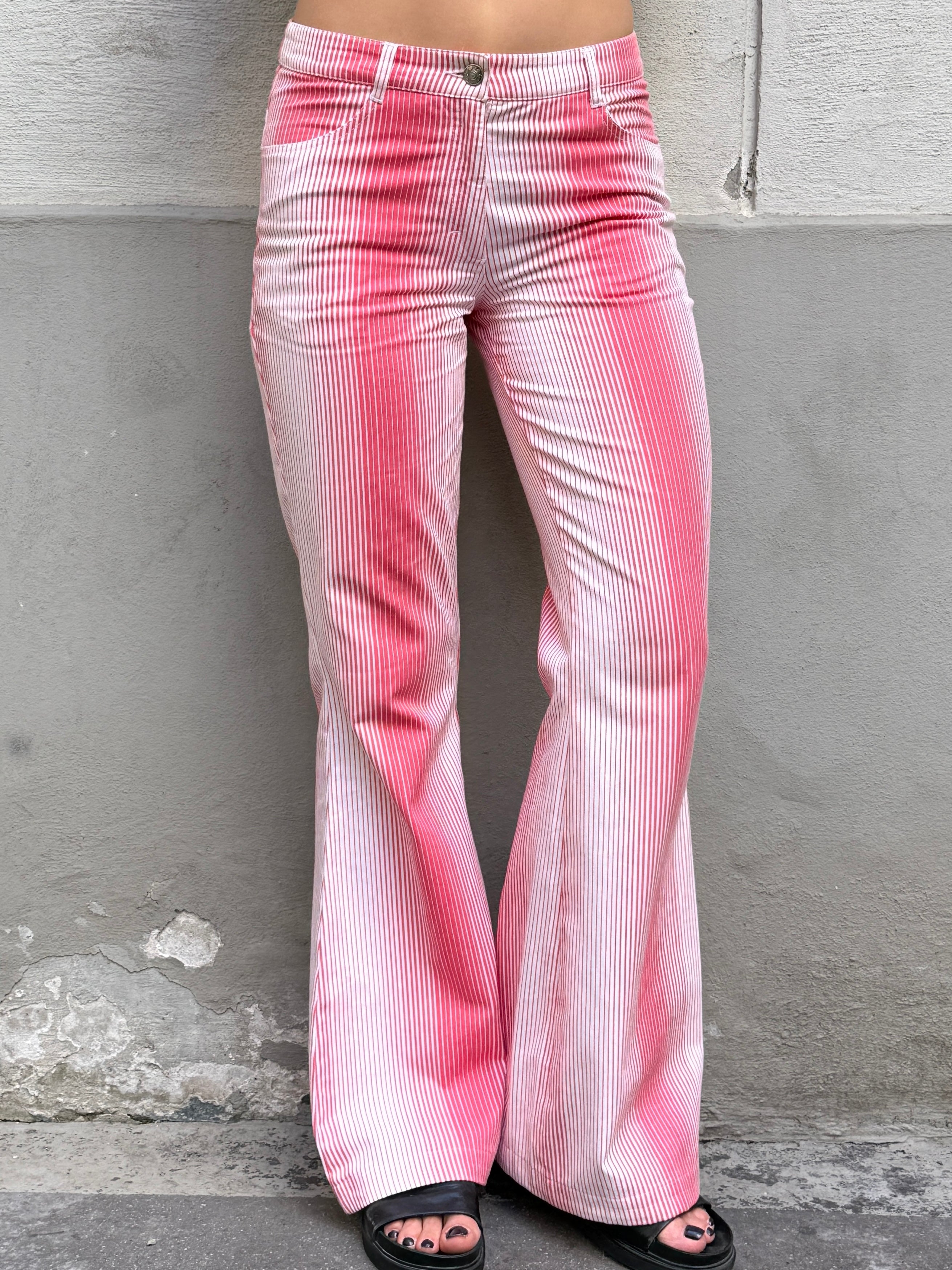 Vintage Y2K Low/Mid Waist Cotton Striped Trousers S
