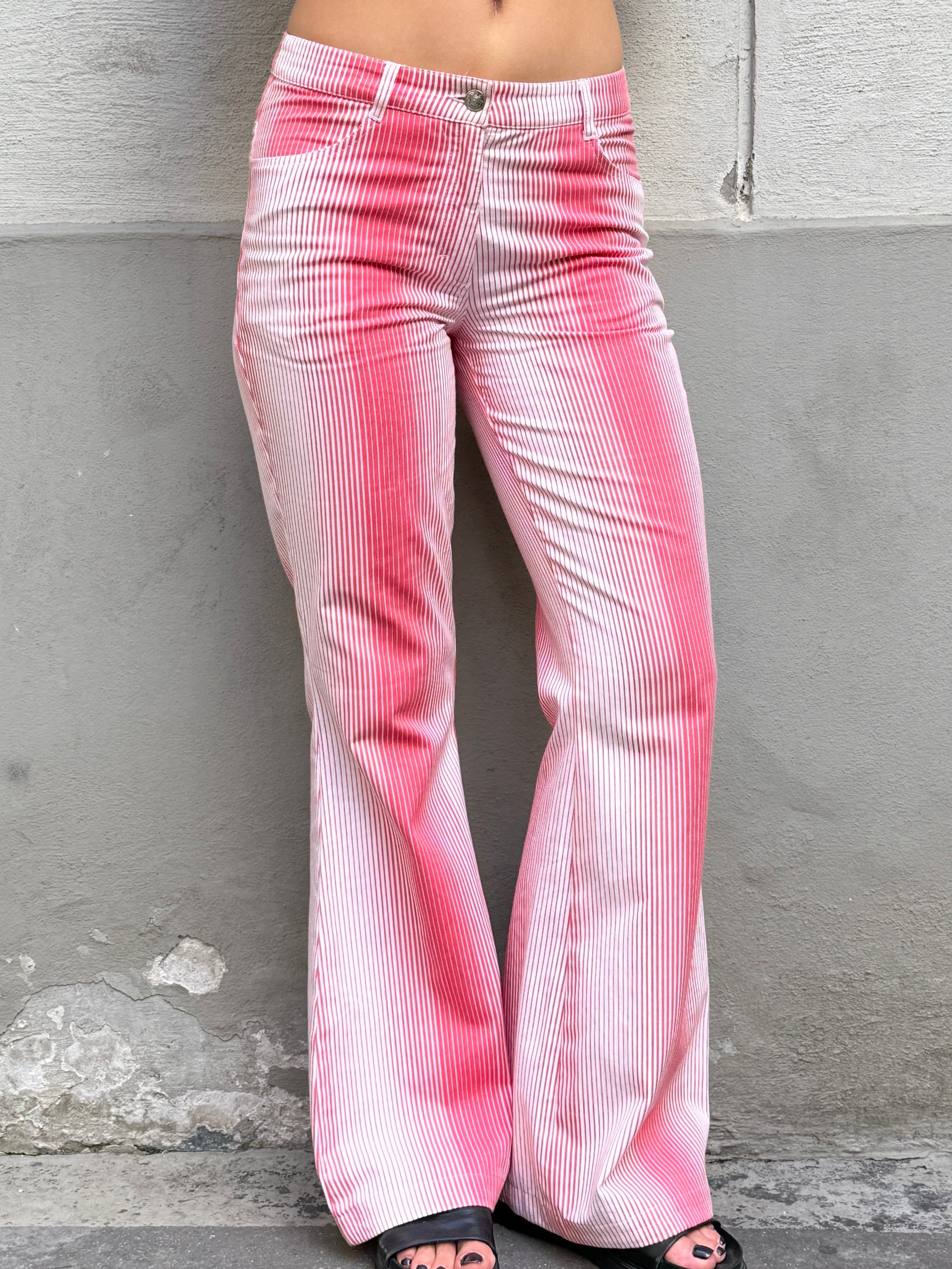 Vintage Y2K Low/Mid Waist Cotton Striped Trousers S