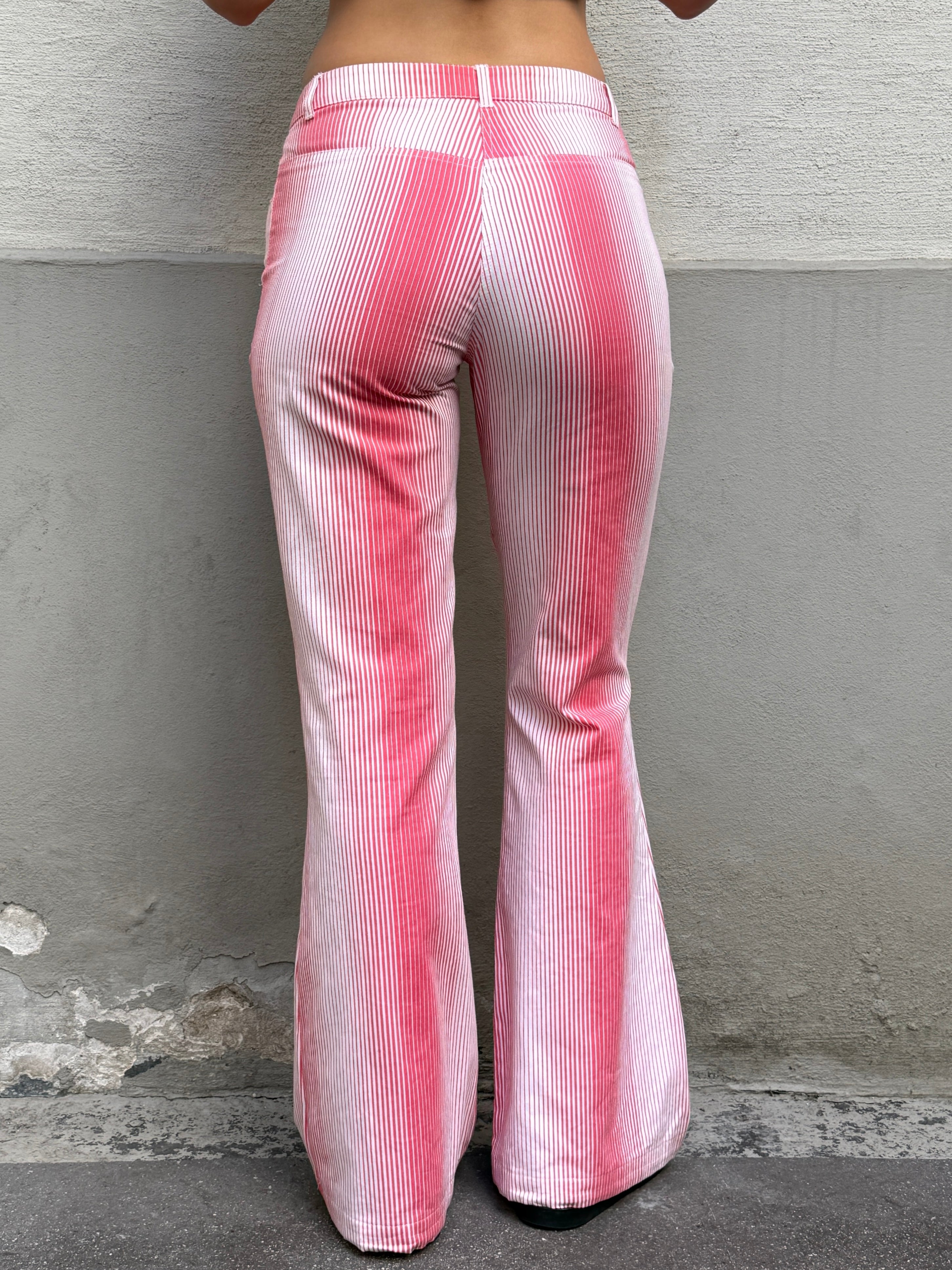 Vintage Y2K Low/Mid Waist Cotton Striped Trousers S