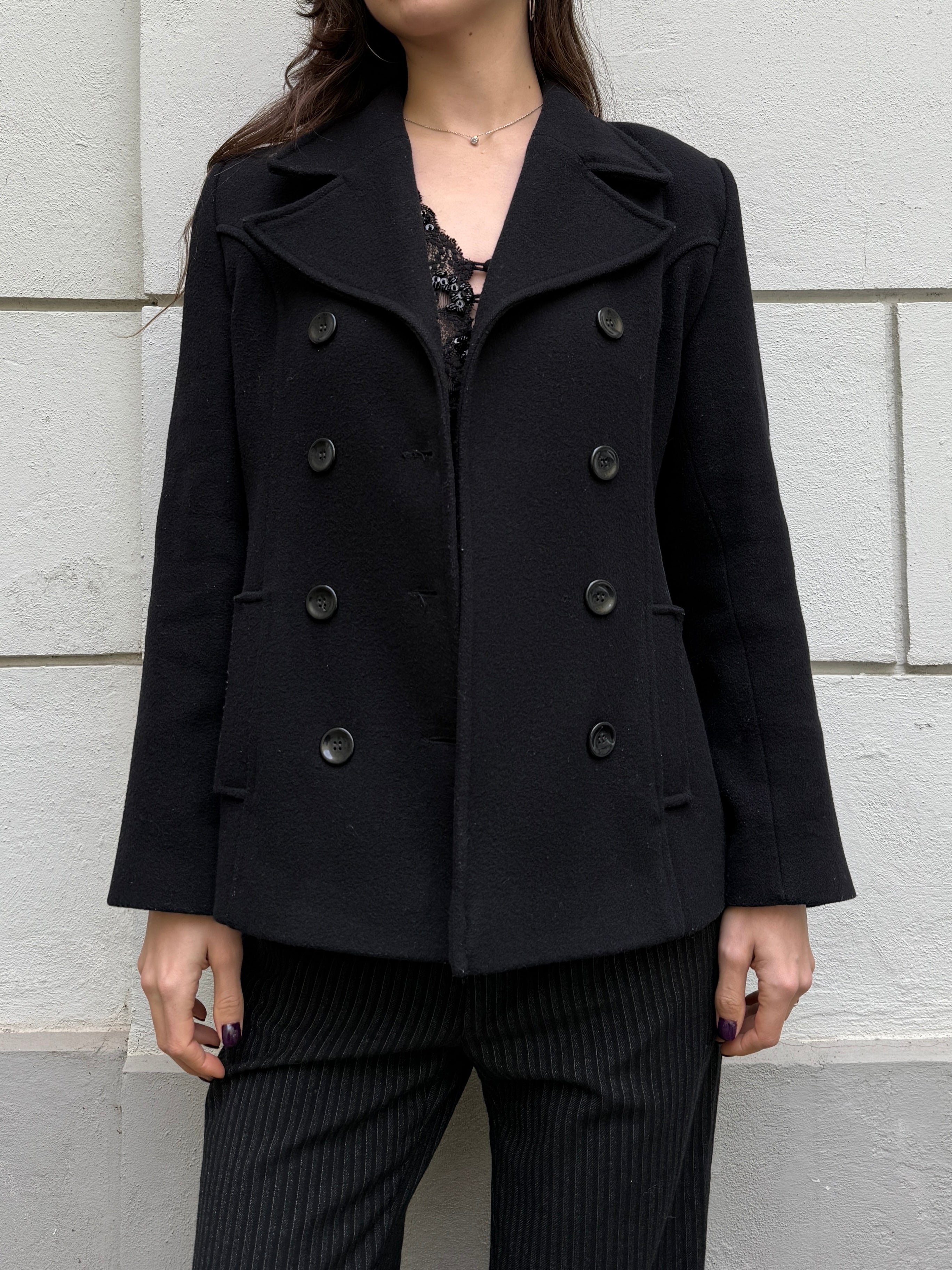 Vintage Wool Blend Double Breasted Blazer Coat M