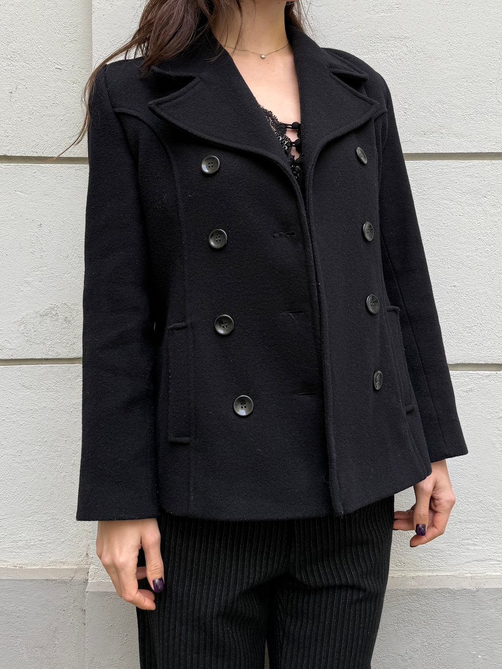 Vintage Wool Blend Double Breasted Blazer Coat M