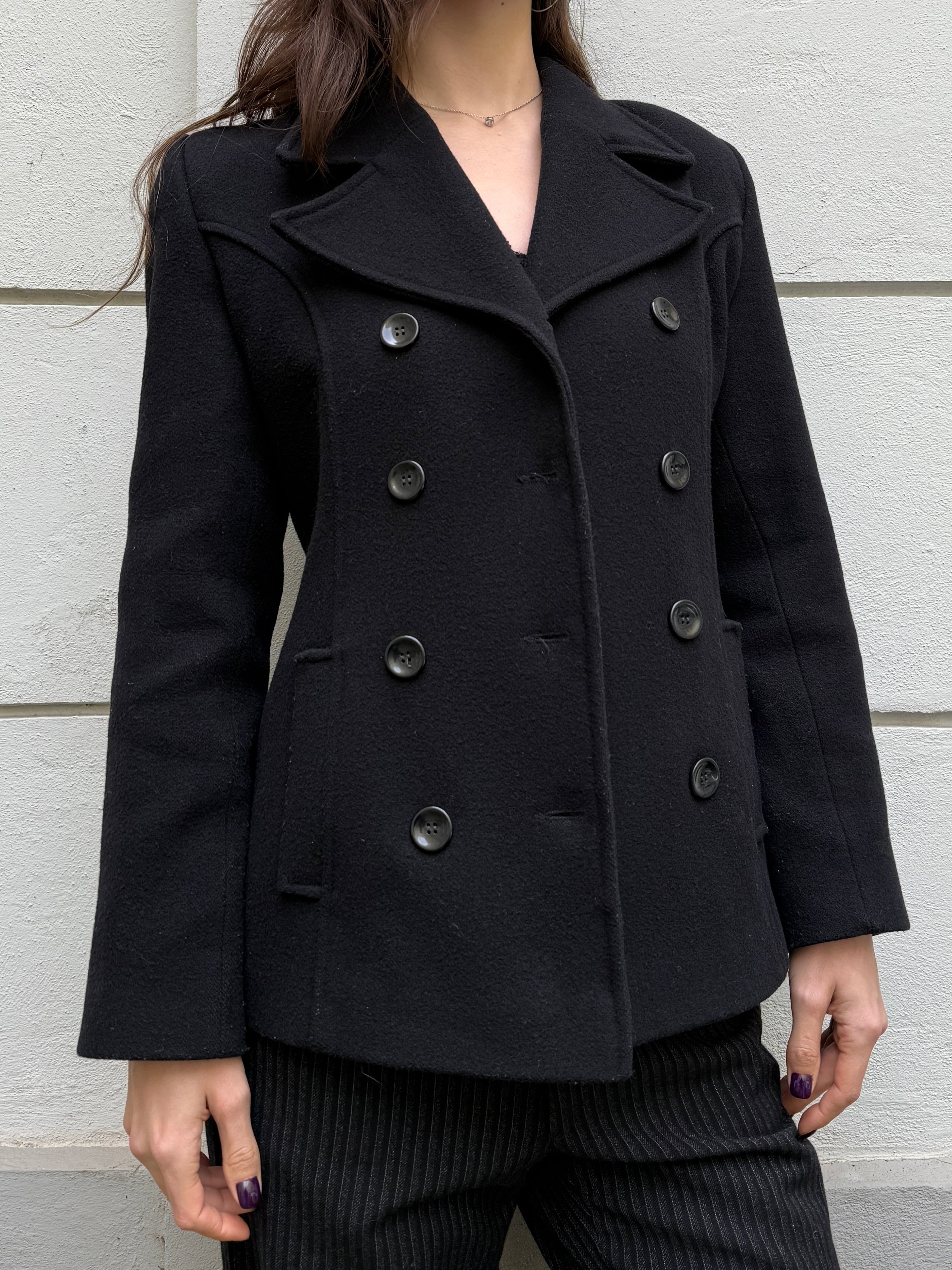 Vintage Wool Blend Double Breasted Blazer Coat M