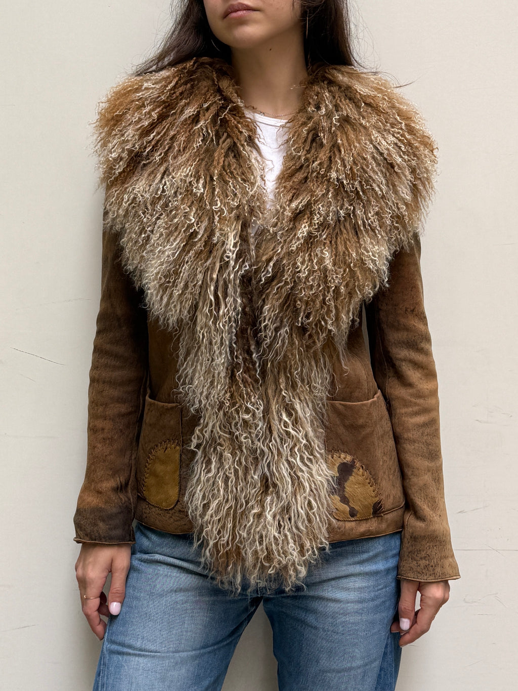Brown Pony Hair Insert Afghan Coat S