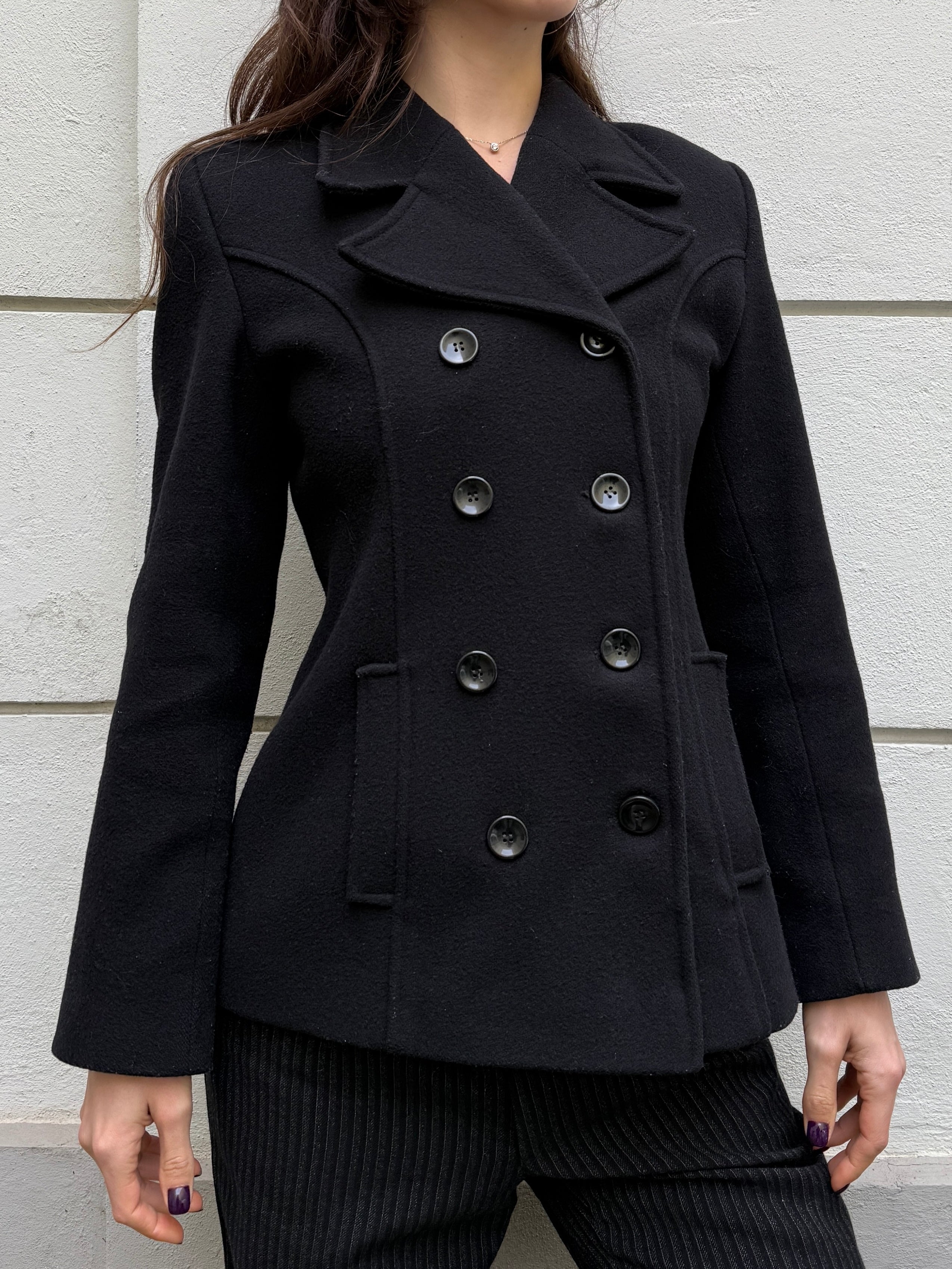 Vintage Wool Blend Double Breasted Blazer Coat M