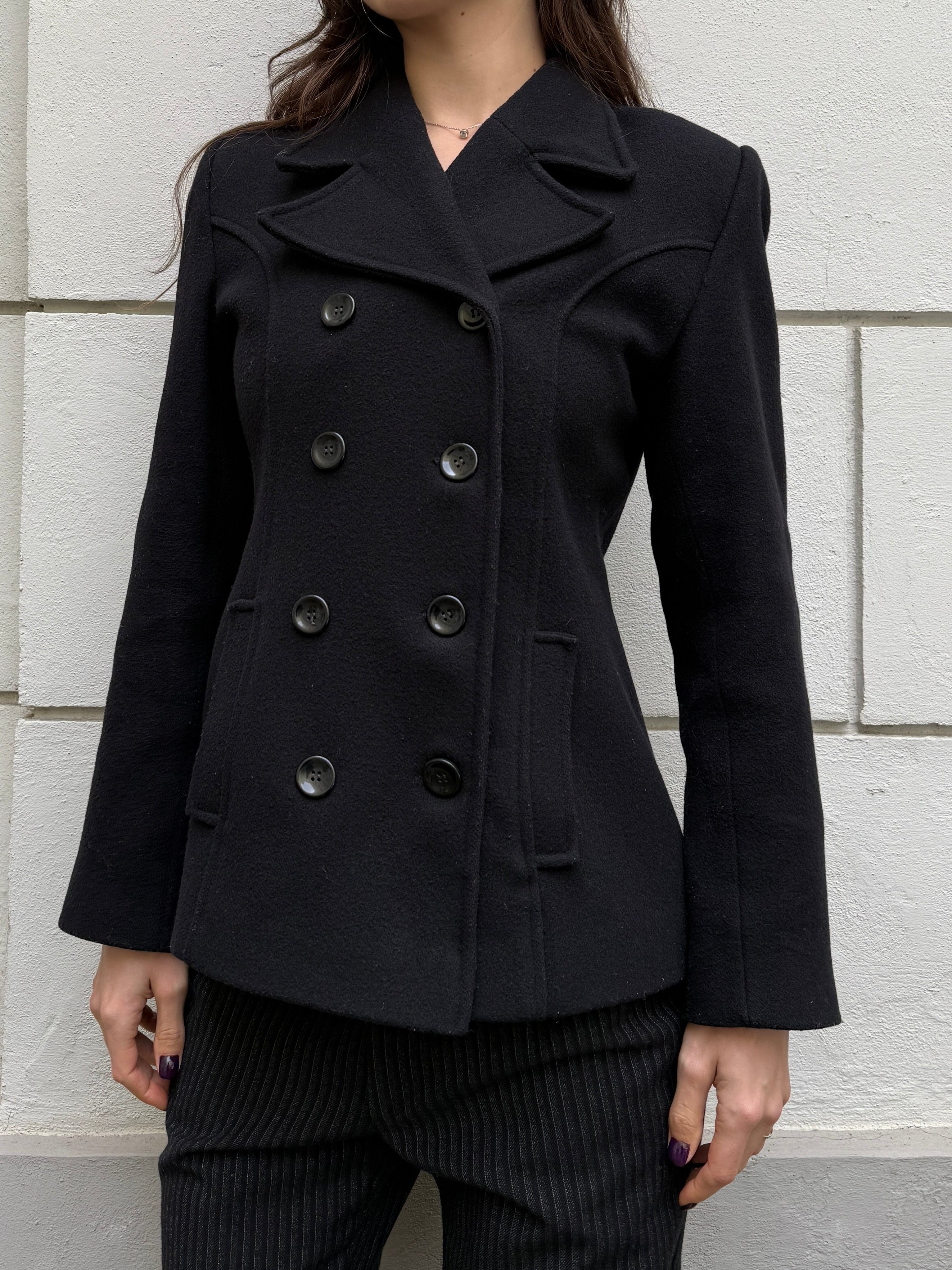 Vintage Wool Blend Double Breasted Blazer Coat M