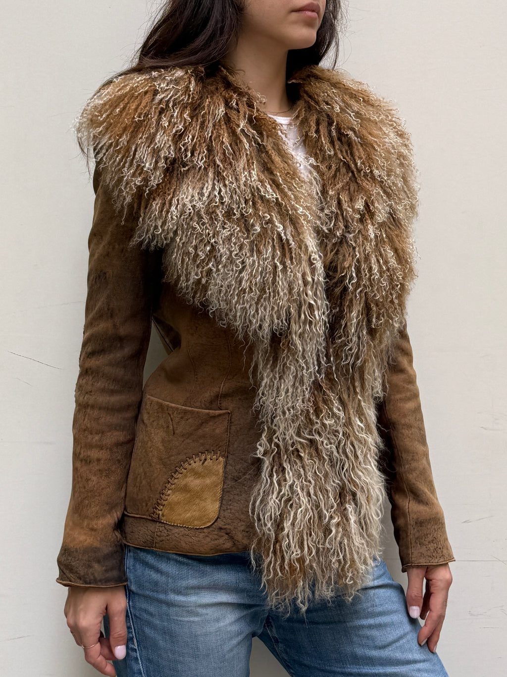 Brown Pony Hair Insert Afghan Coat S