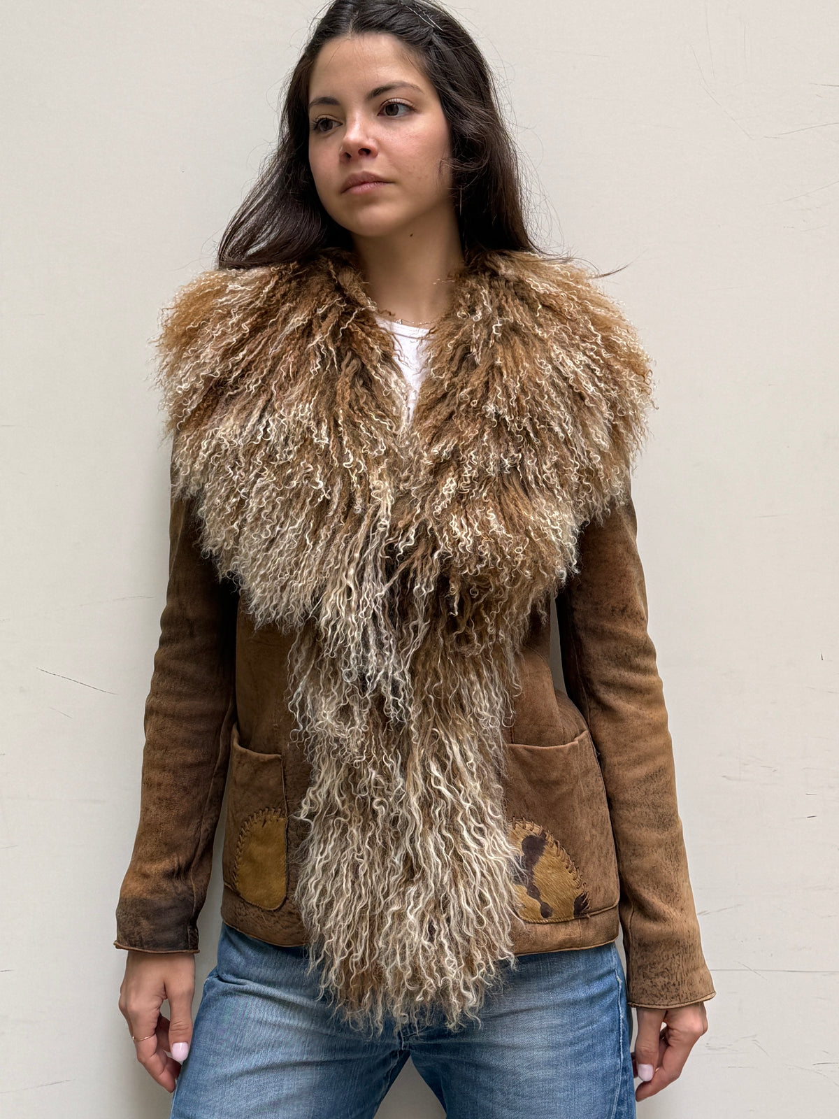 Brown Pony Hair Insert Afghan Coat S