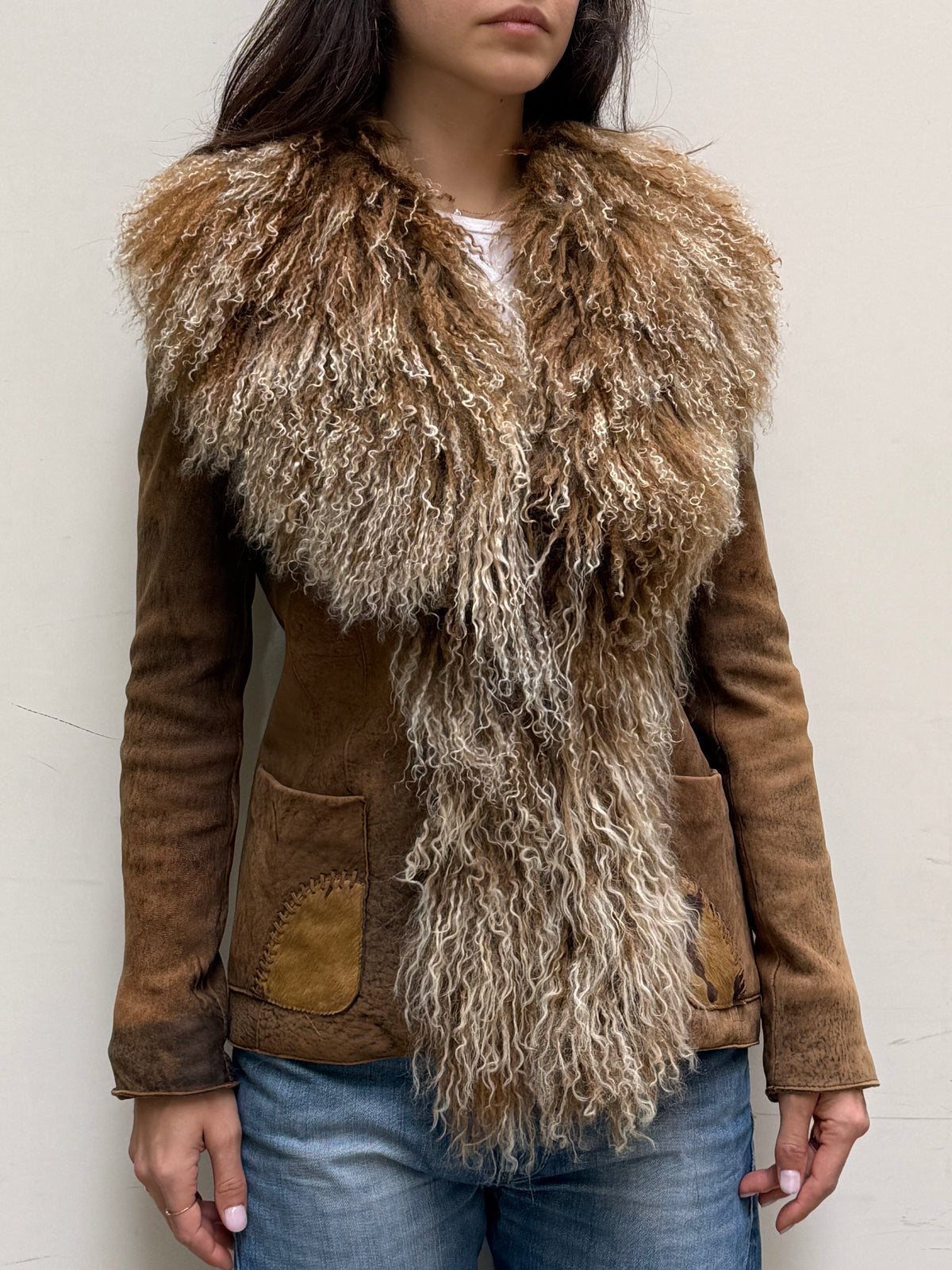 Brown Pony Hair Insert Afghan Coat S