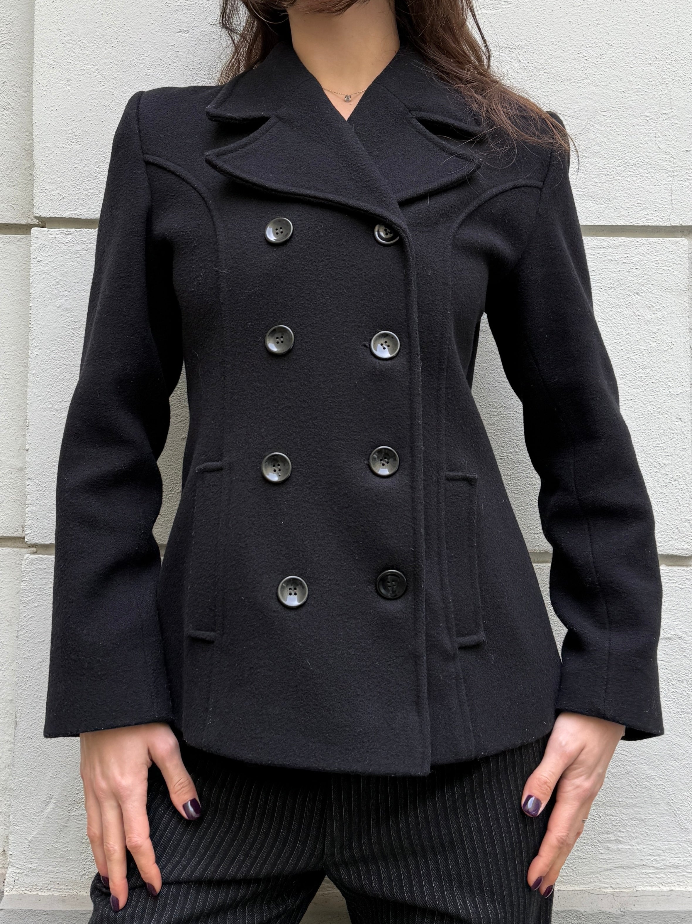 Vintage Wool Blend Double Breasted Blazer Coat M