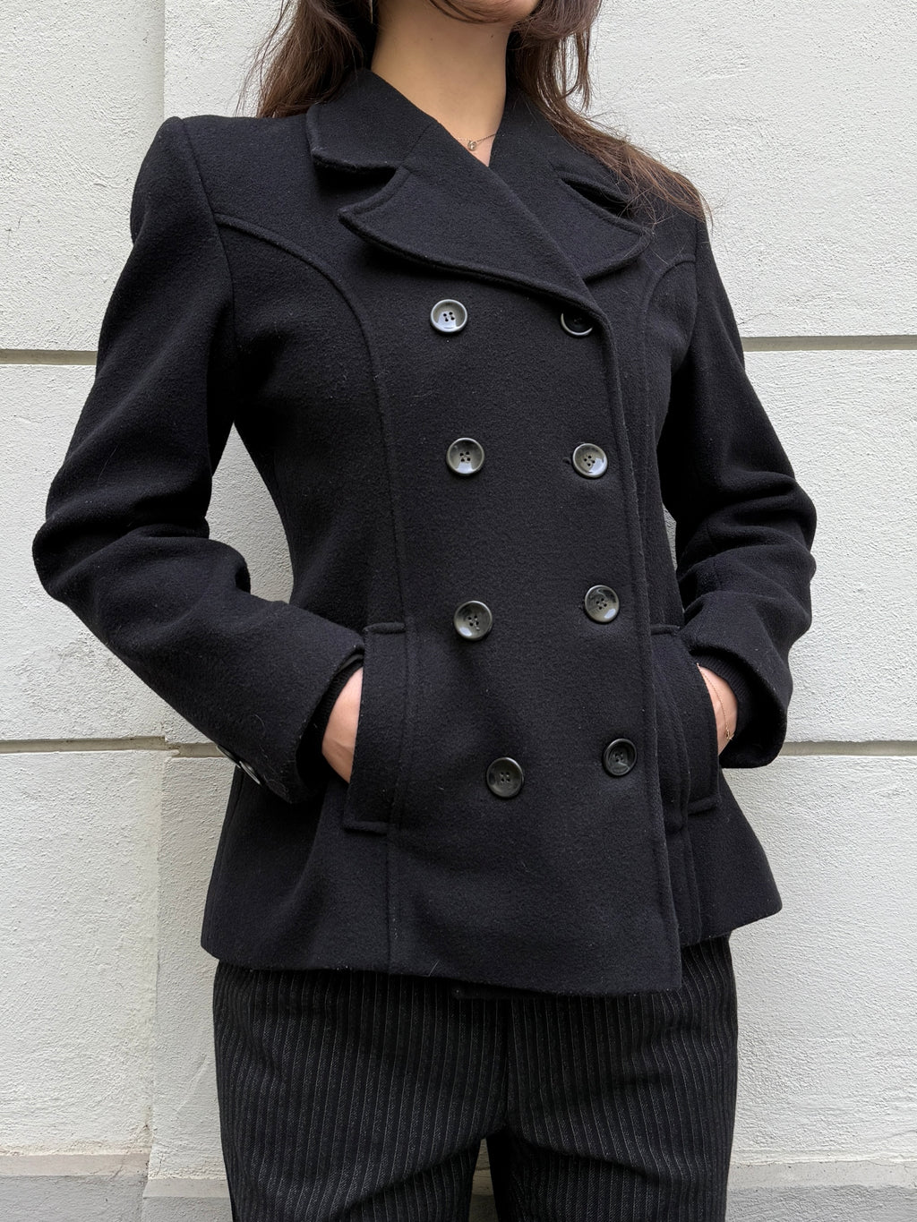 Vintage Wool Blend Double Breasted Blazer Coat M