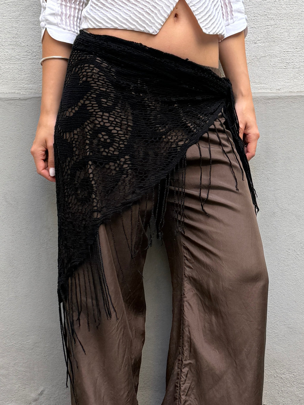 Vintage Black Crochet Knit Pareo