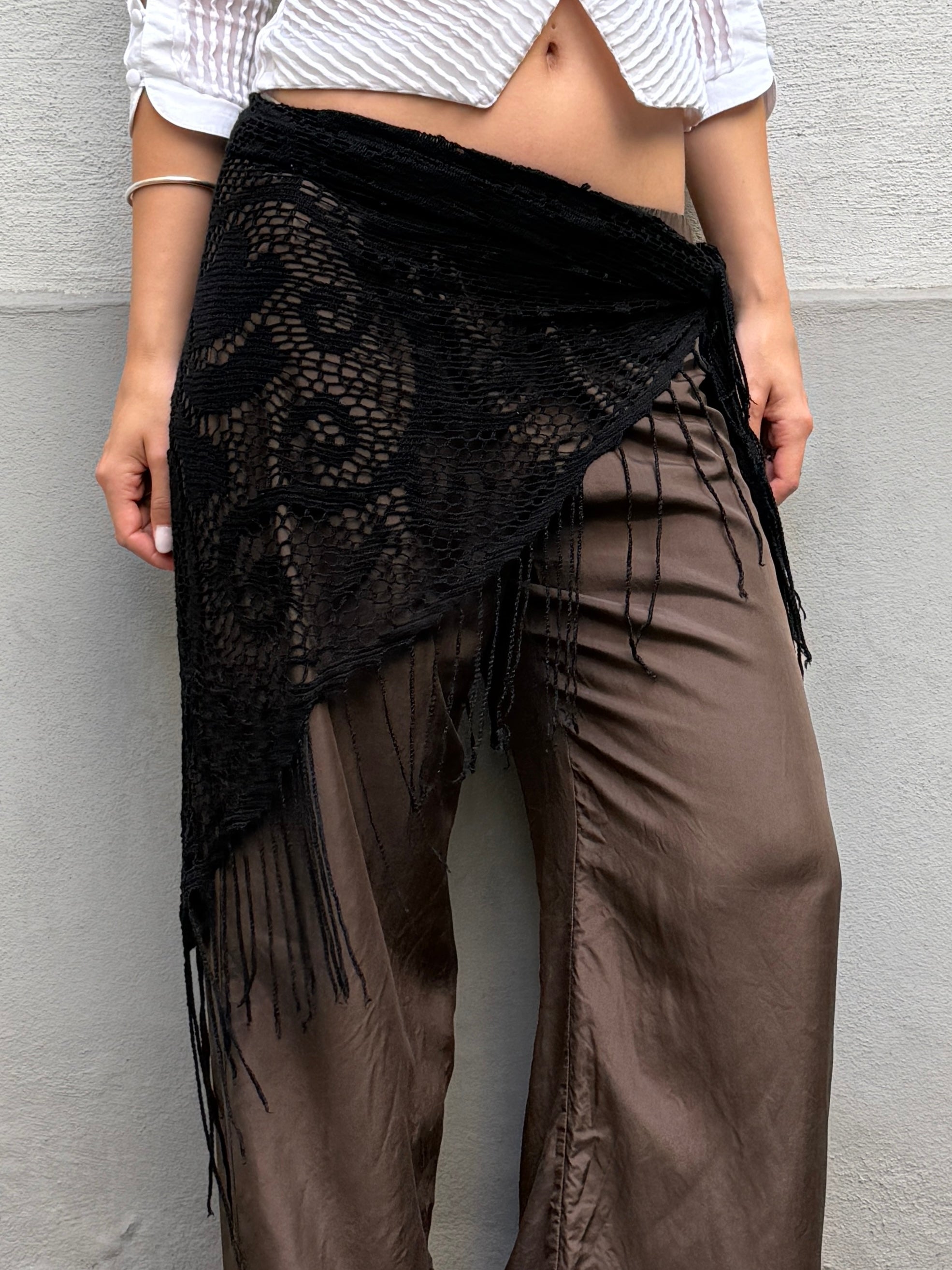 Vintage Black Crochet Knit Pareo