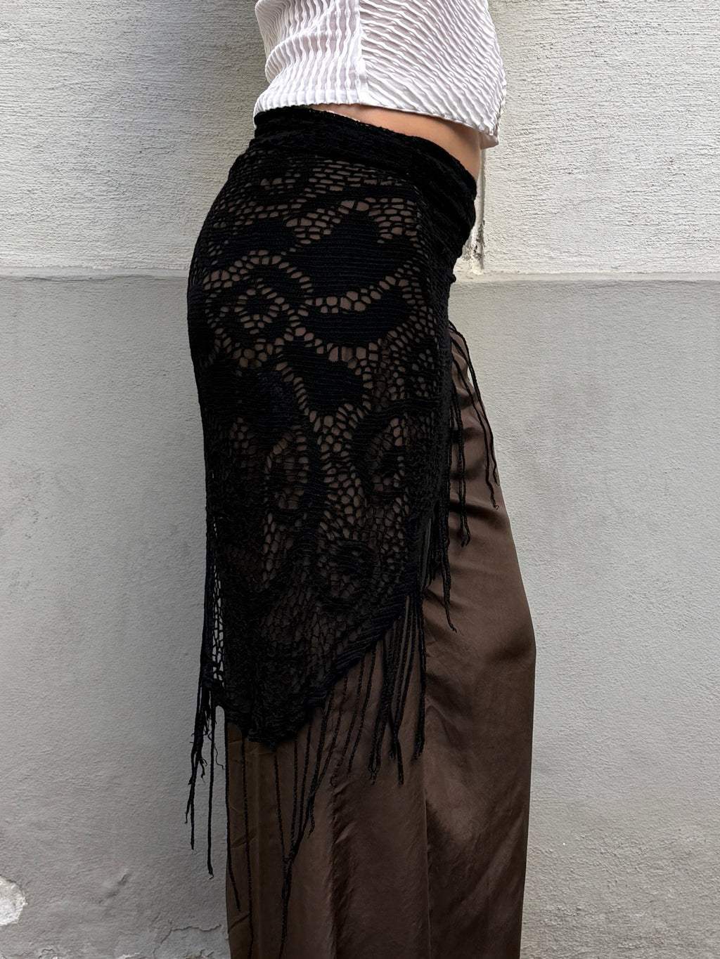 Vintage Black Crochet Knit Pareo