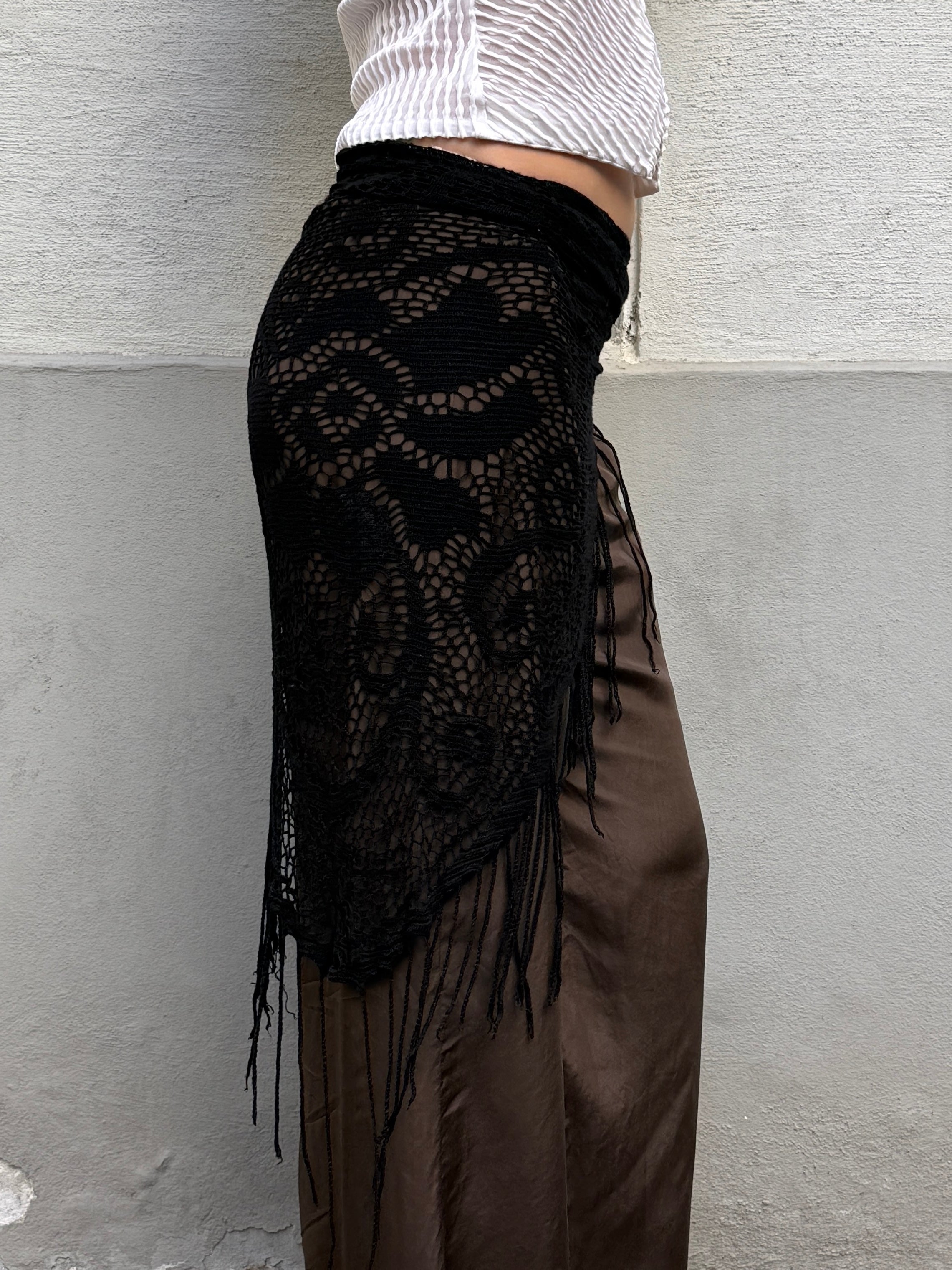 Vintage Black Crochet Knit Pareo