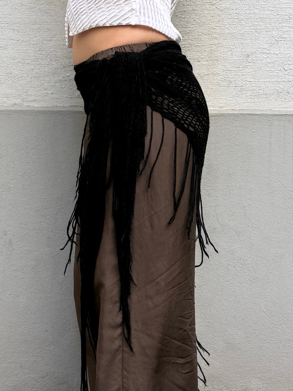 Vintage Black Crochet Knit Pareo