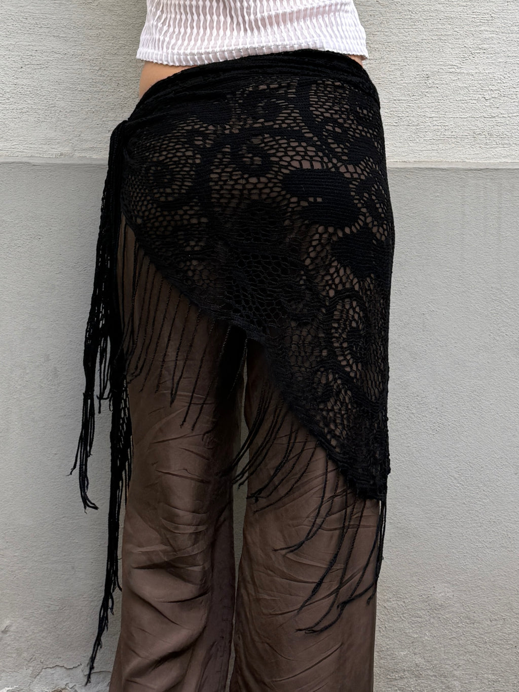 Vintage Black Crochet Knit Pareo