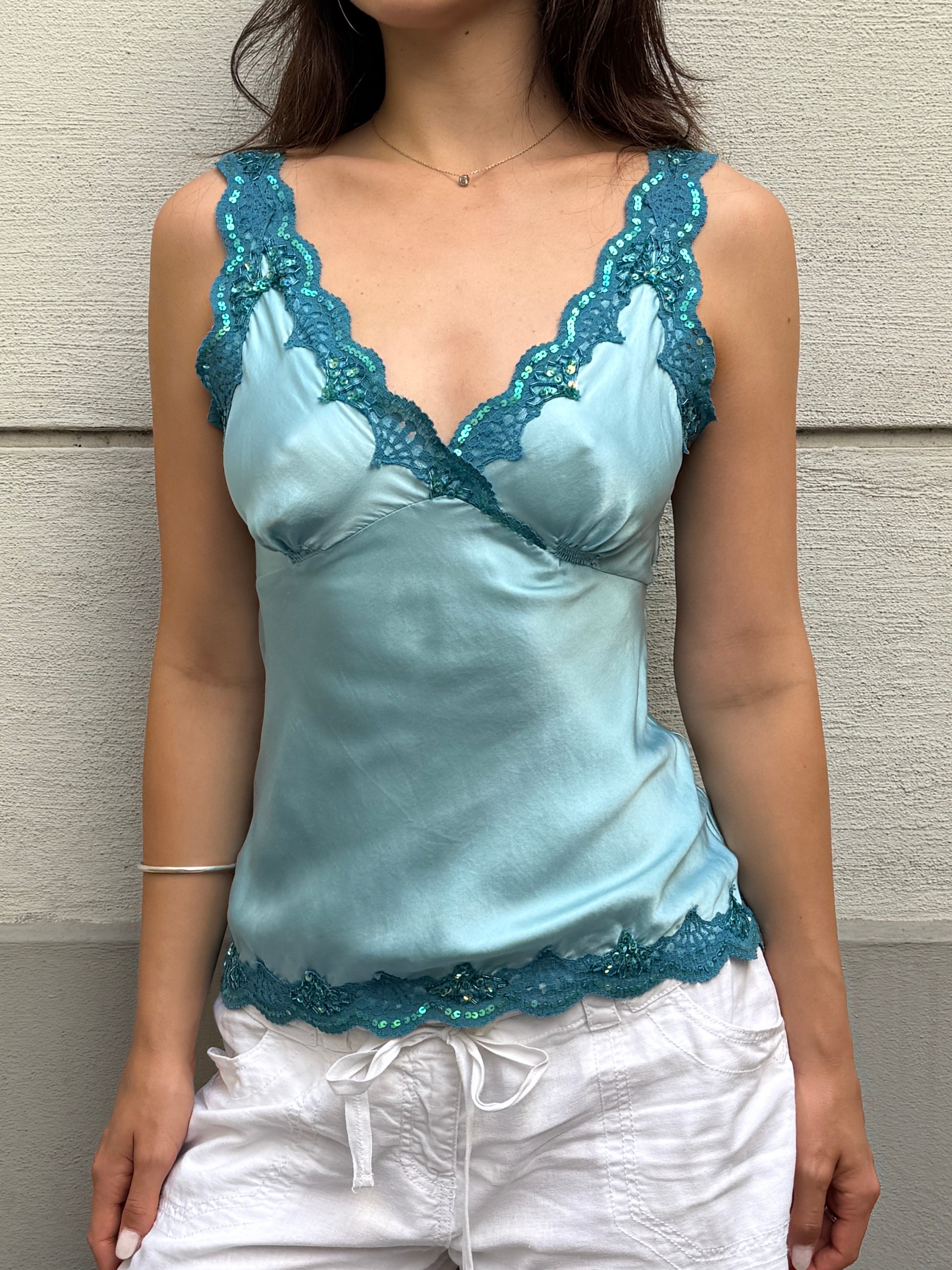 Vintage Y2K 100% Silk Baby Doll Top S/M