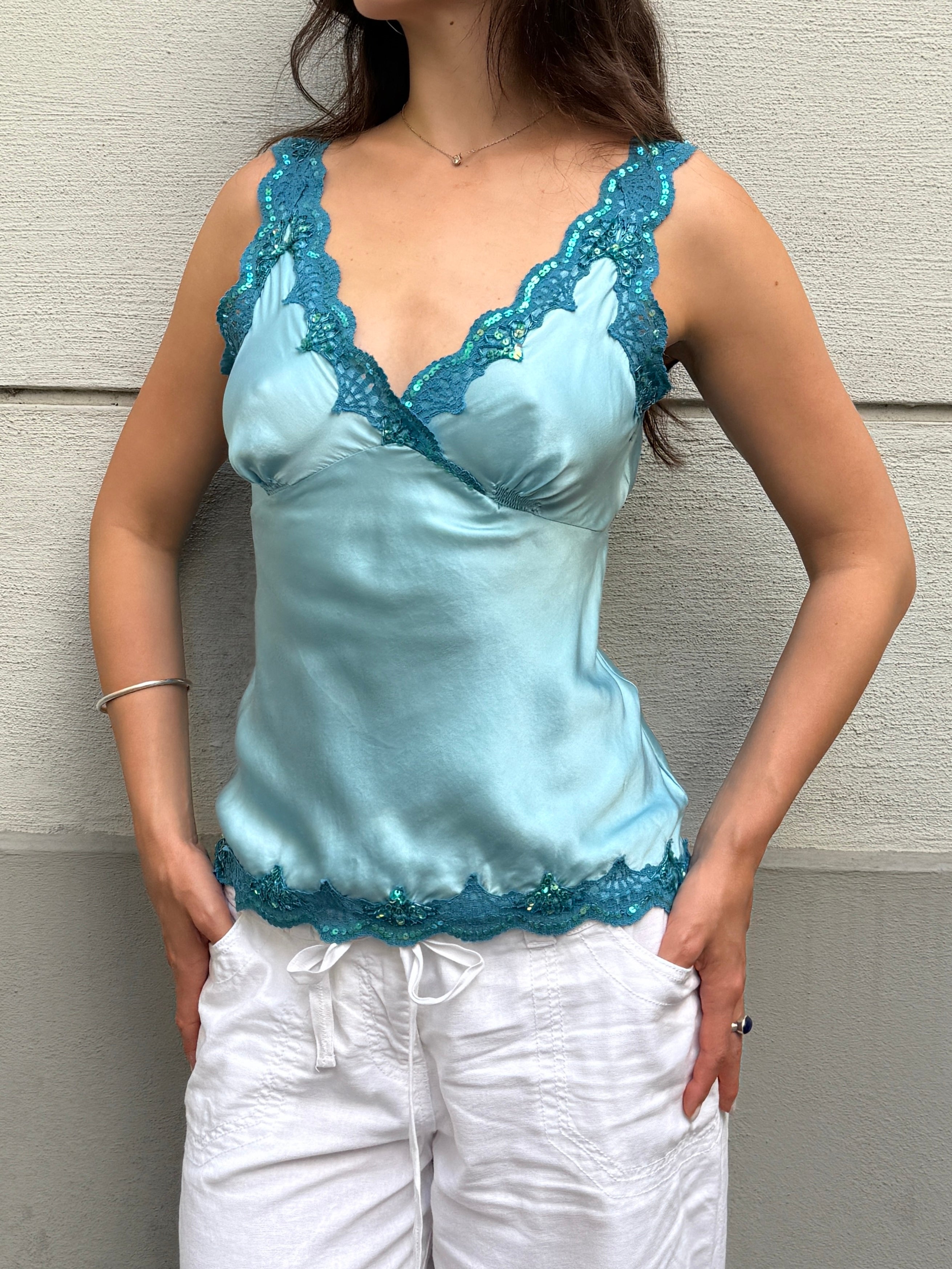 Vintage Y2K 100% Silk Baby Doll Top S/M