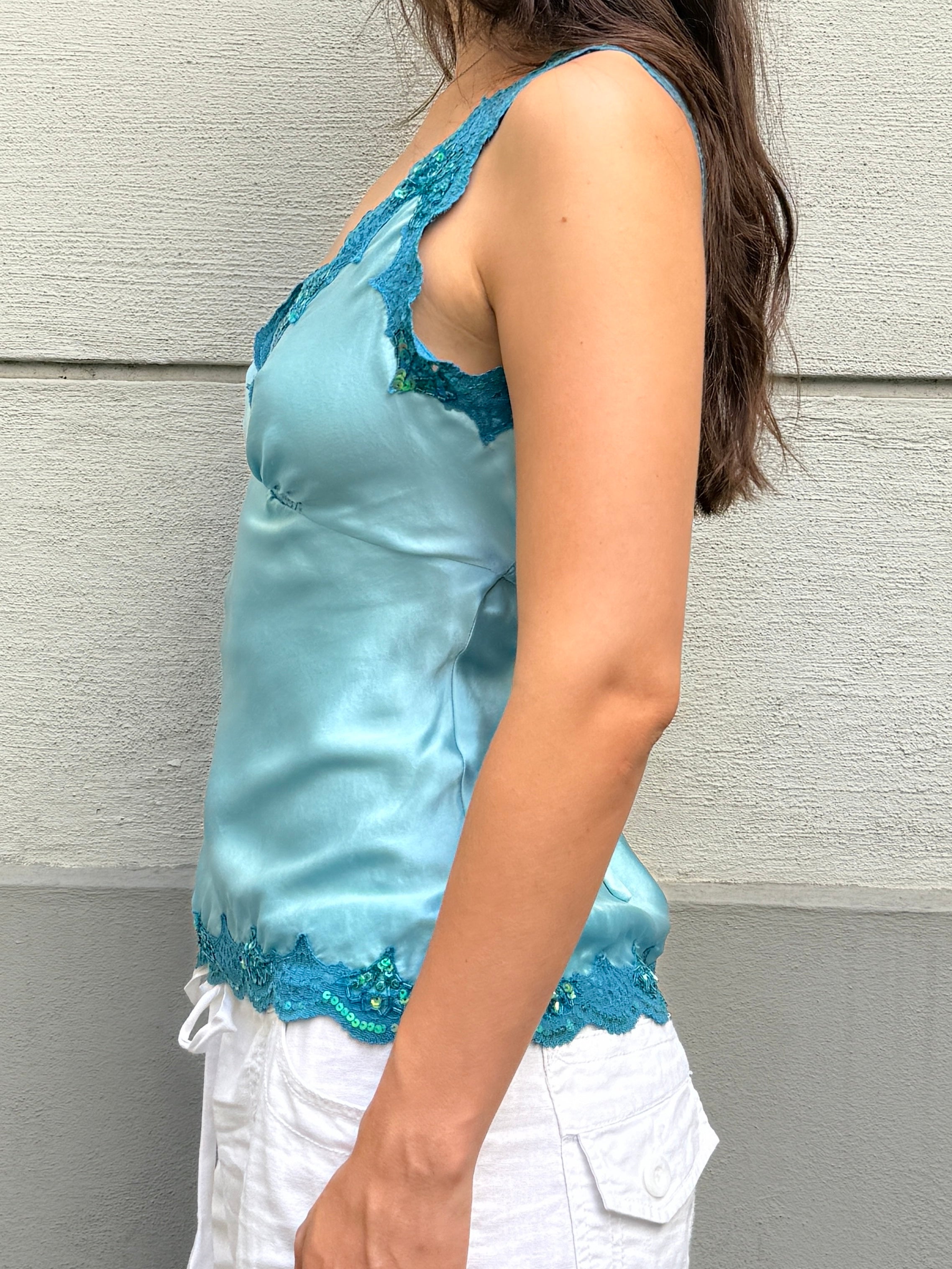 Vintage Y2K 100% Silk Baby Doll Top S/M