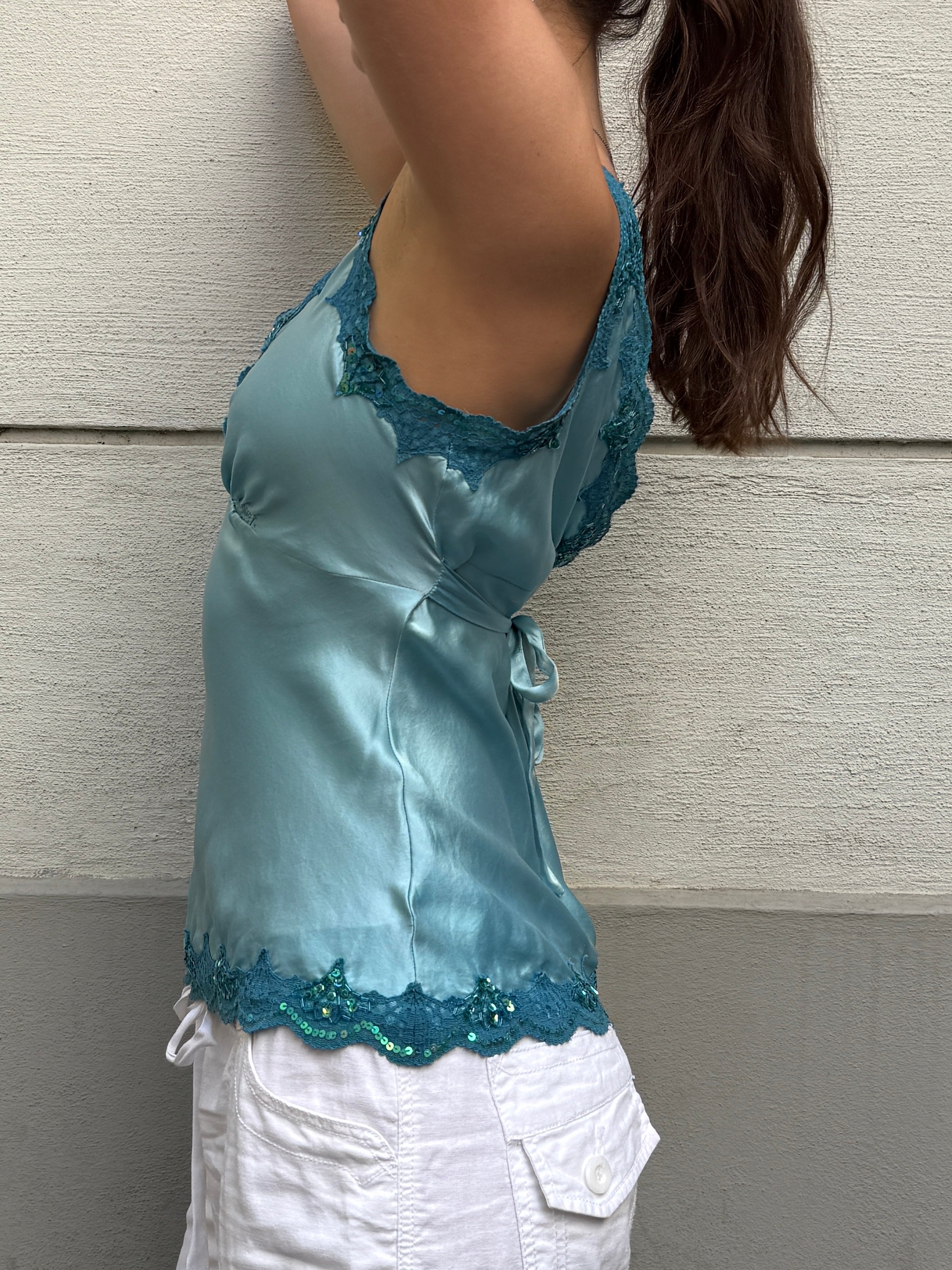 Vintage Y2K 100% Silk Baby Doll Top S/M