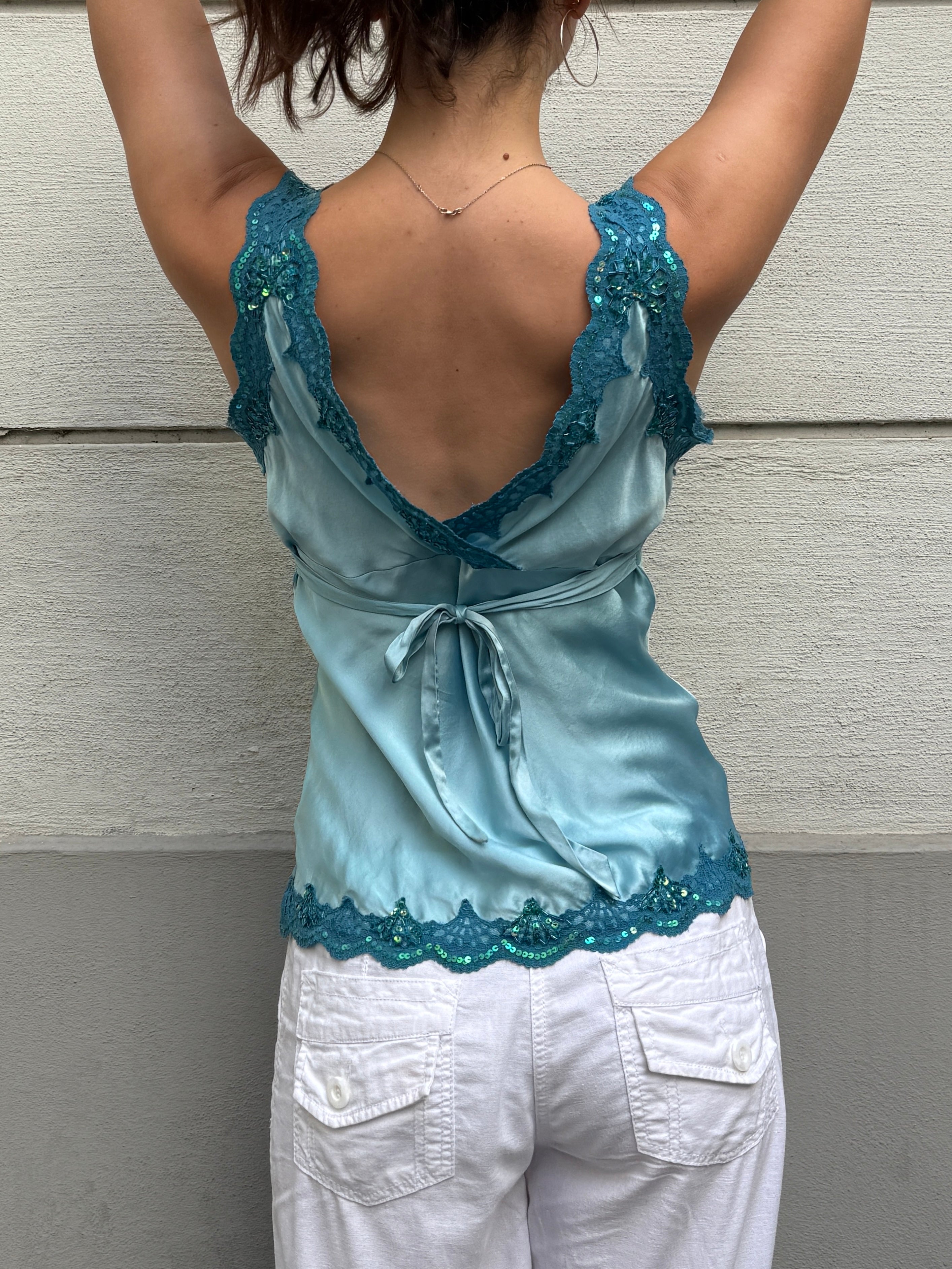 Vintage Y2K 100% Silk Baby Doll Top S/M