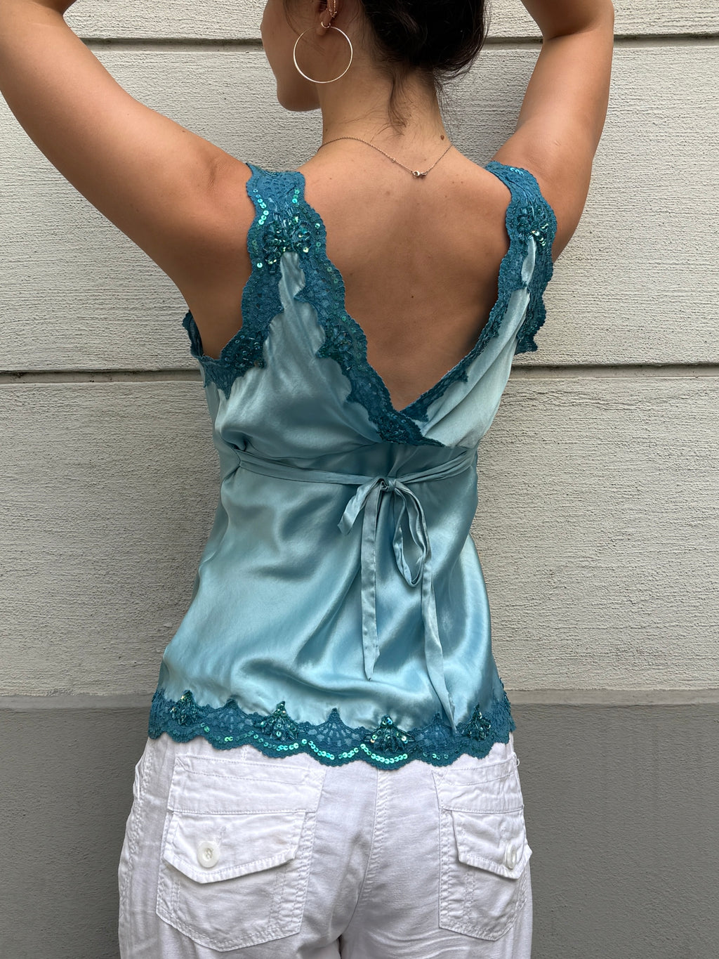 Vintage Y2K 100% Silk Baby Doll Top S/M