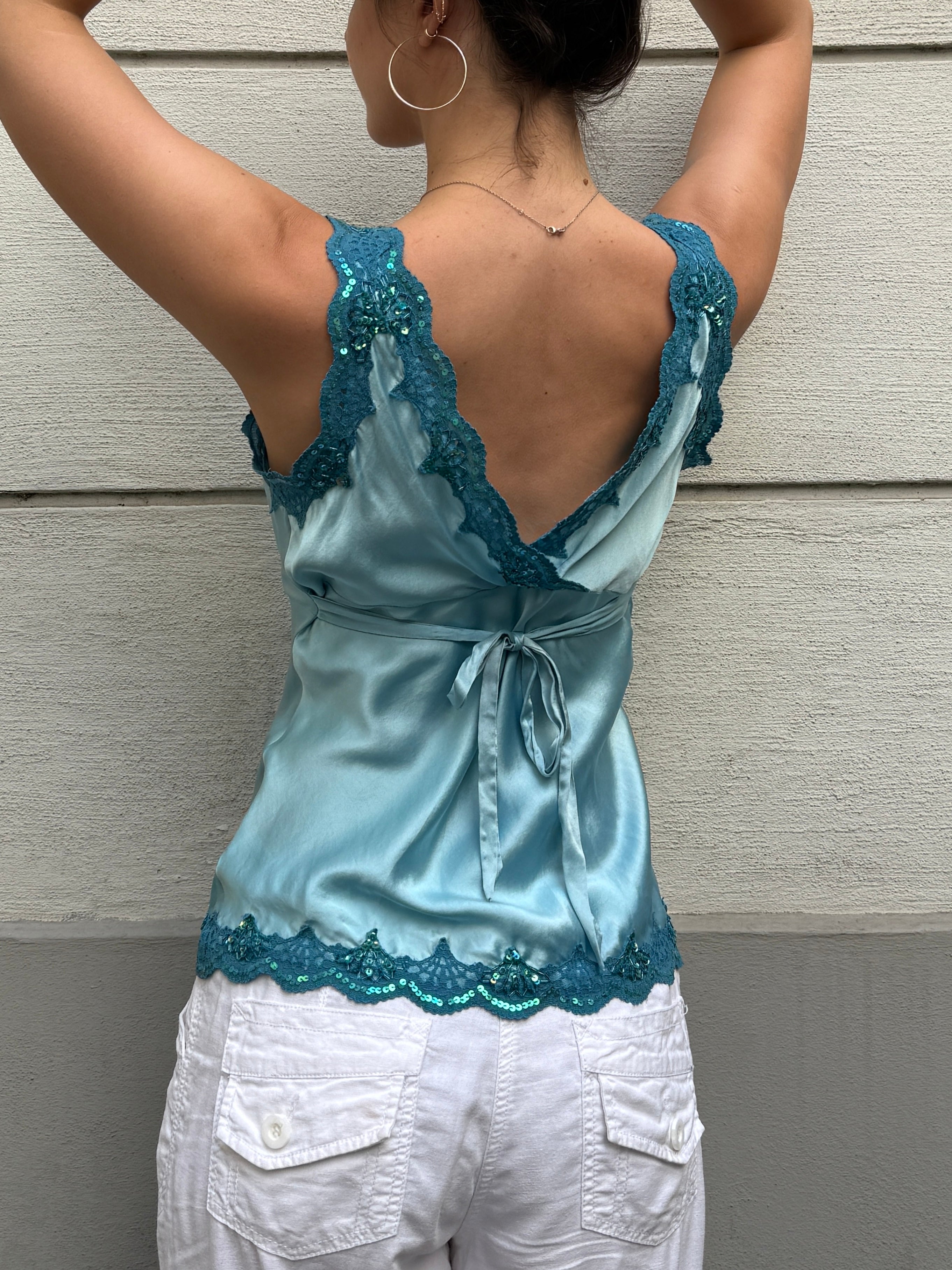 Vintage Y2K 100% Silk Baby Doll Top S/M