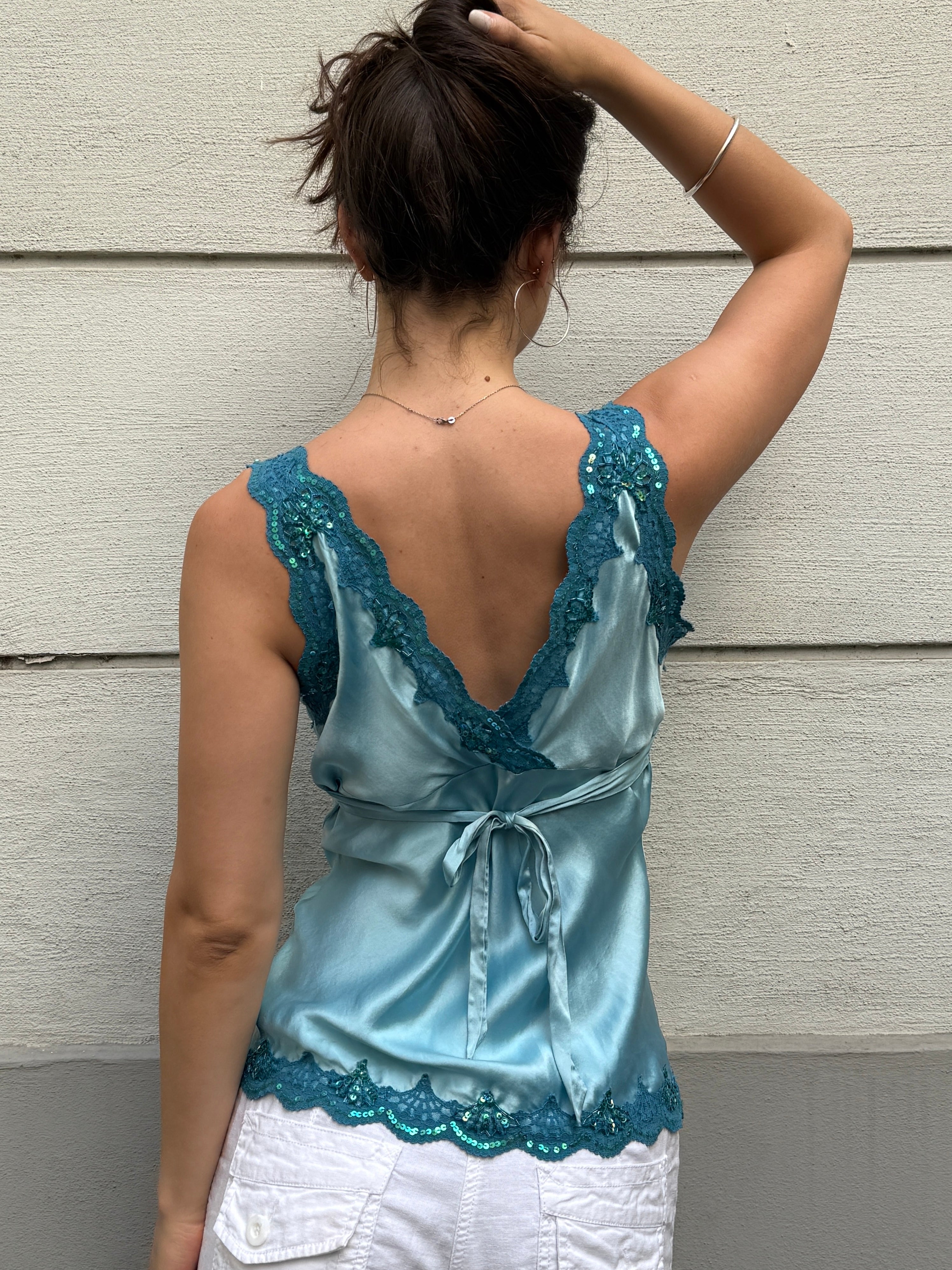 Vintage Y2K 100% Silk Baby Doll Top S/M