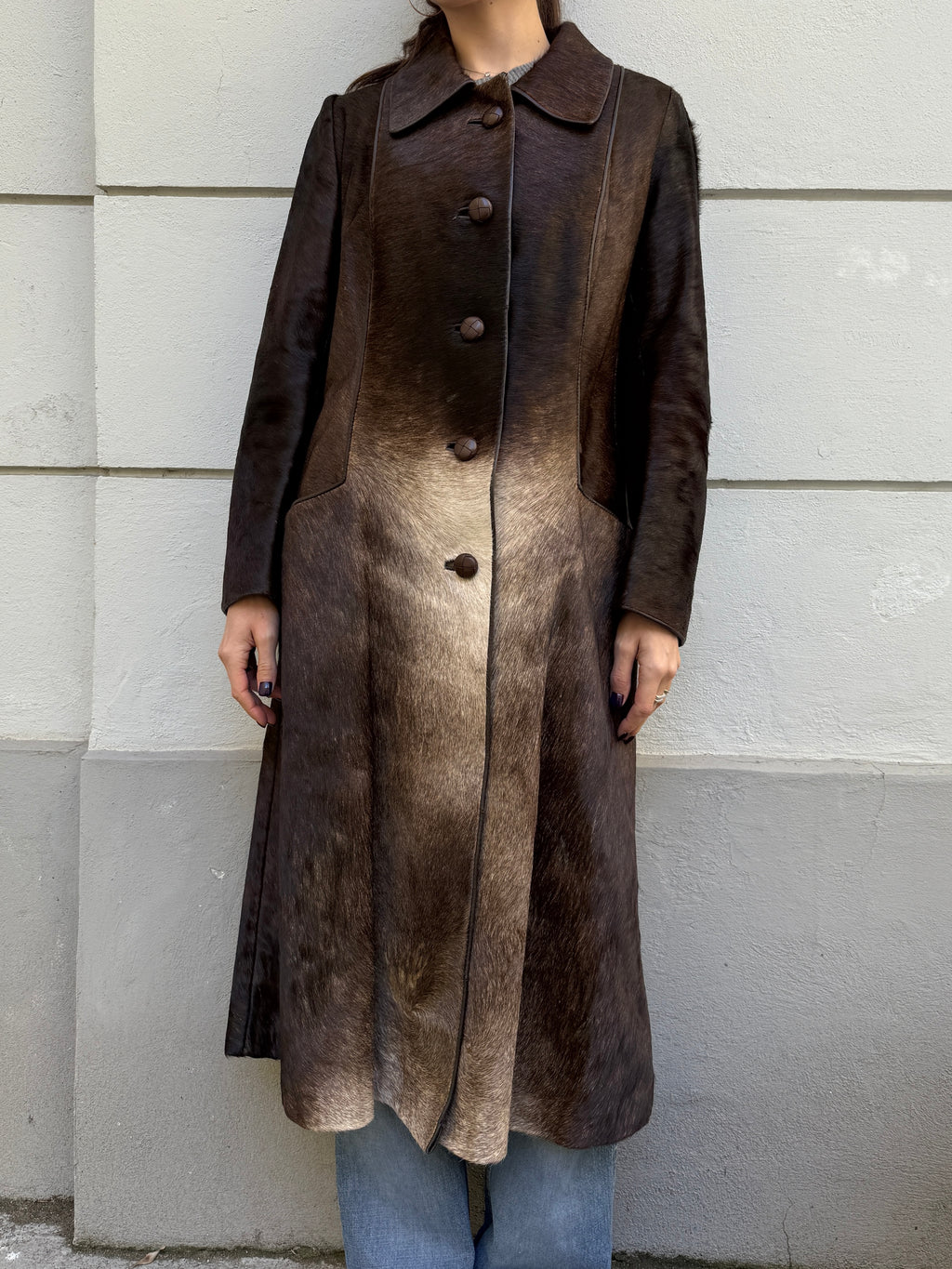 Vintage 100% Genuine Cowhide Ponyhair Coat L