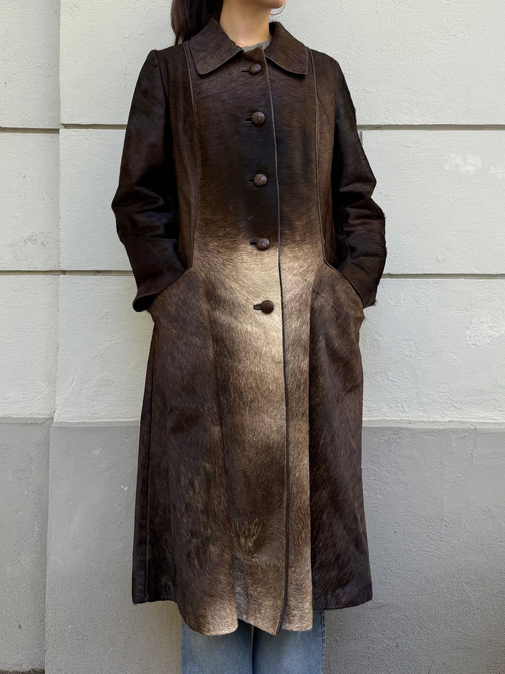 Vintage 100% Genuine Cowhide Ponyhair Coat L