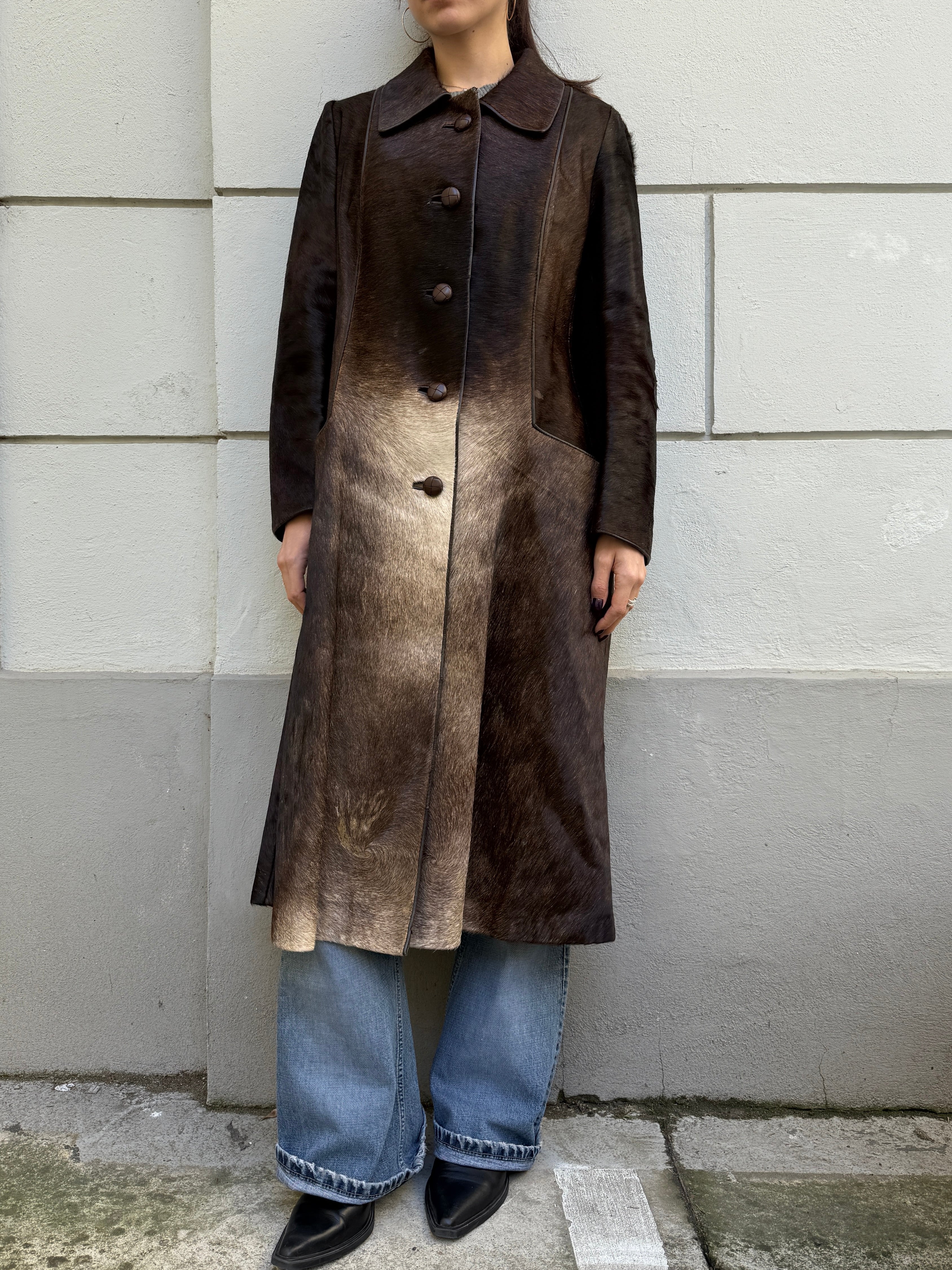 Vintage 100% Genuine Cowhide Ponyhair Coat L
