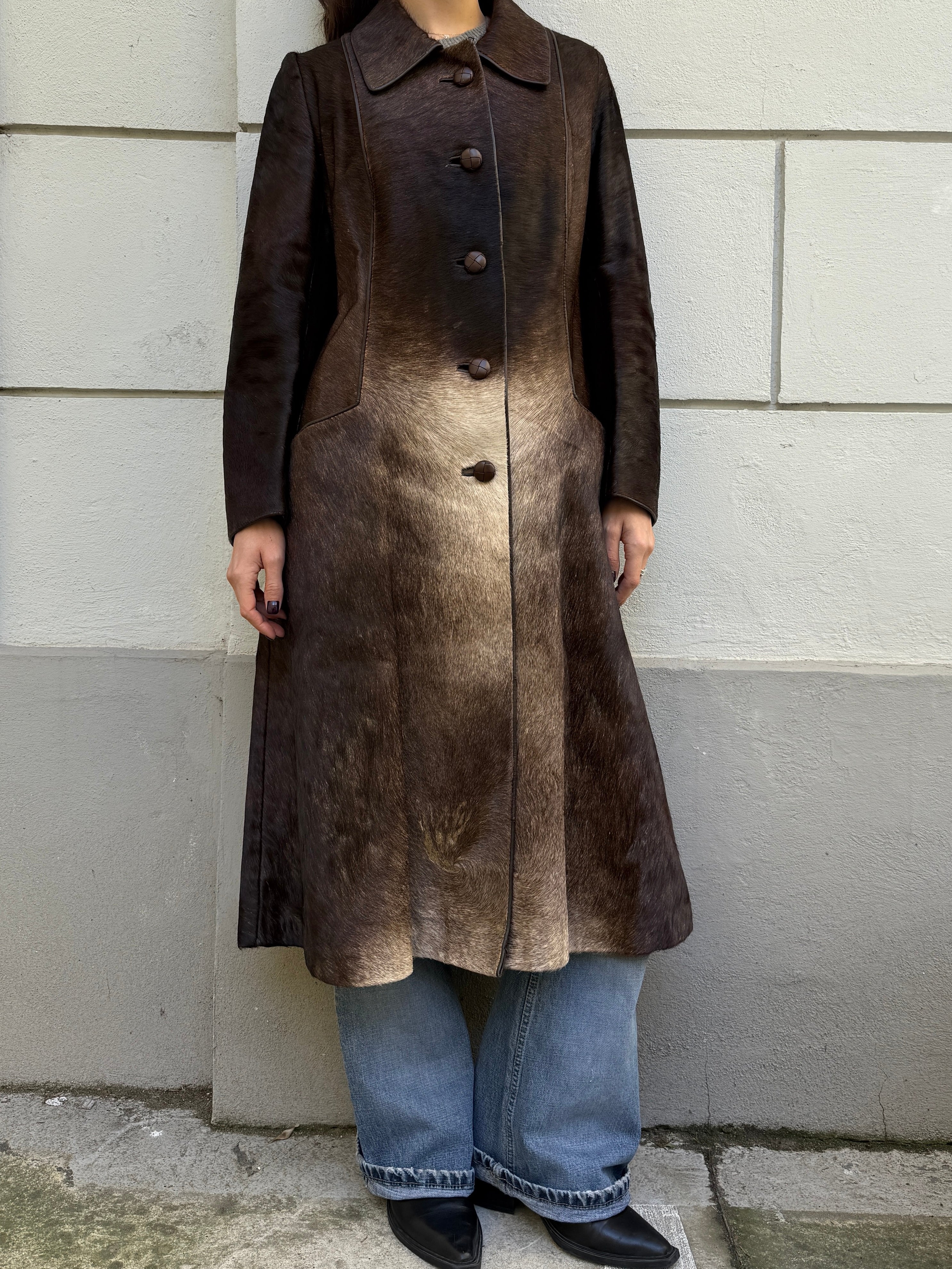 Vintage 100% Genuine Cowhide Ponyhair Coat L