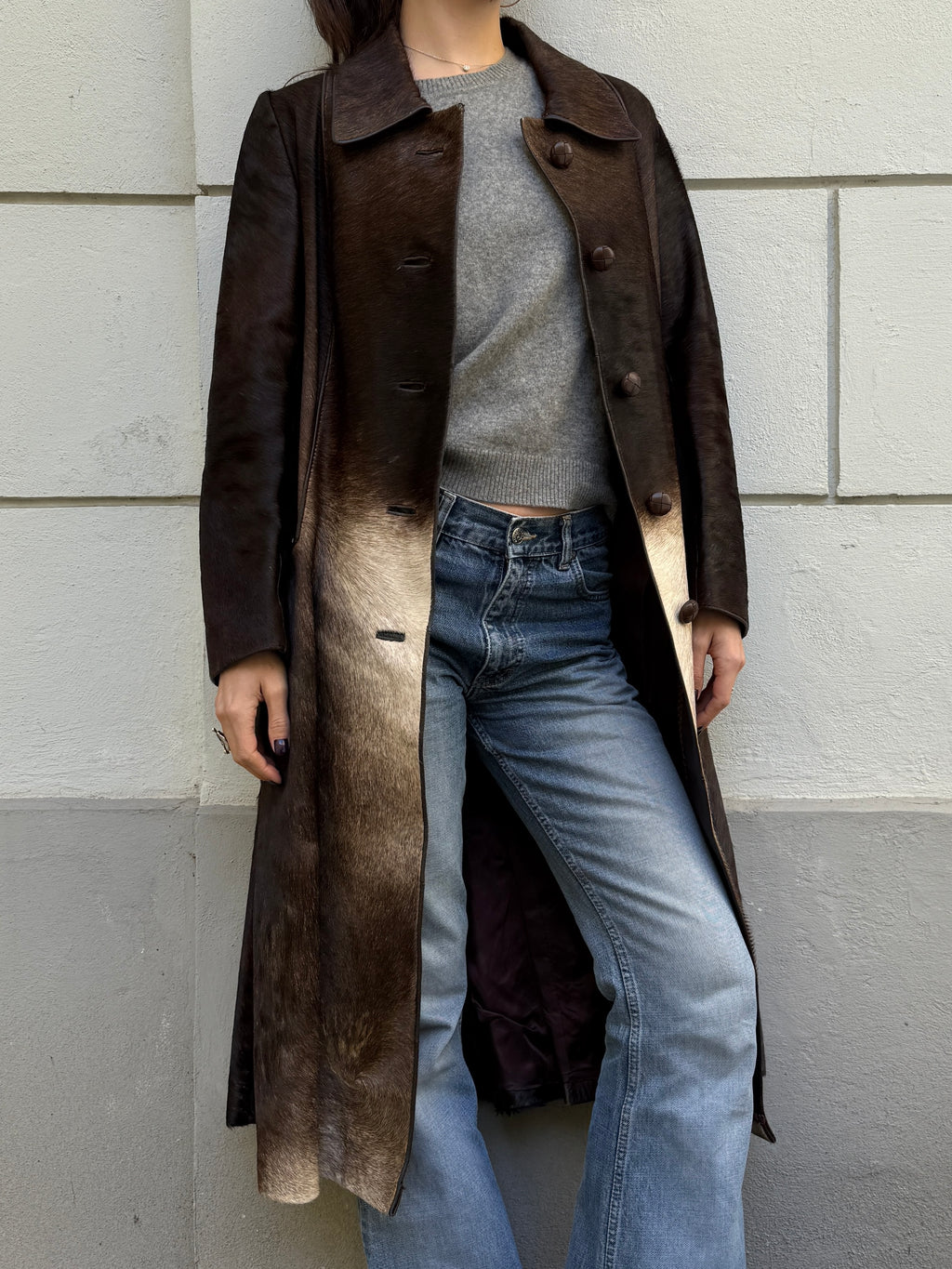 Vintage 100% Genuine Cowhide Ponyhair Coat L