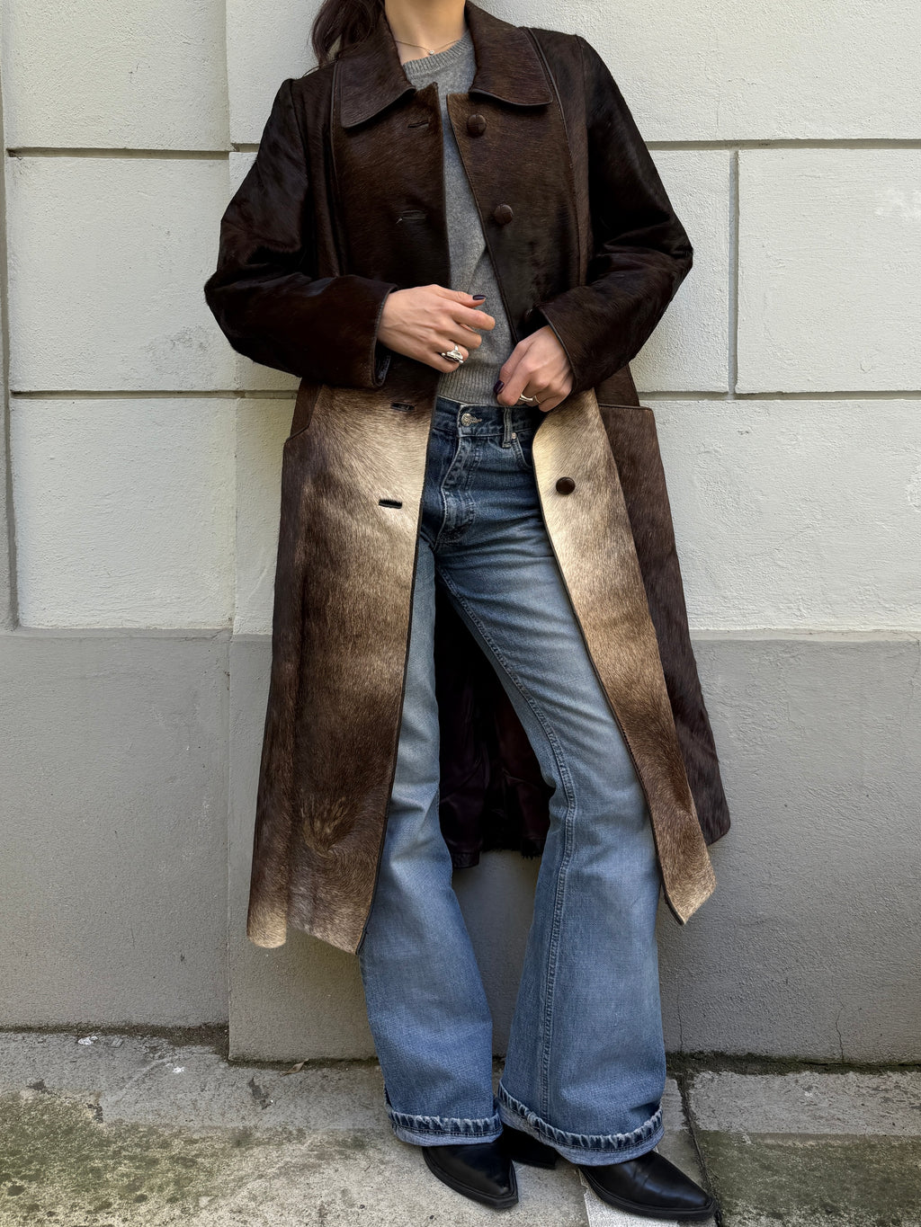 Vintage 100% Genuine Cowhide Ponyhair Coat L
