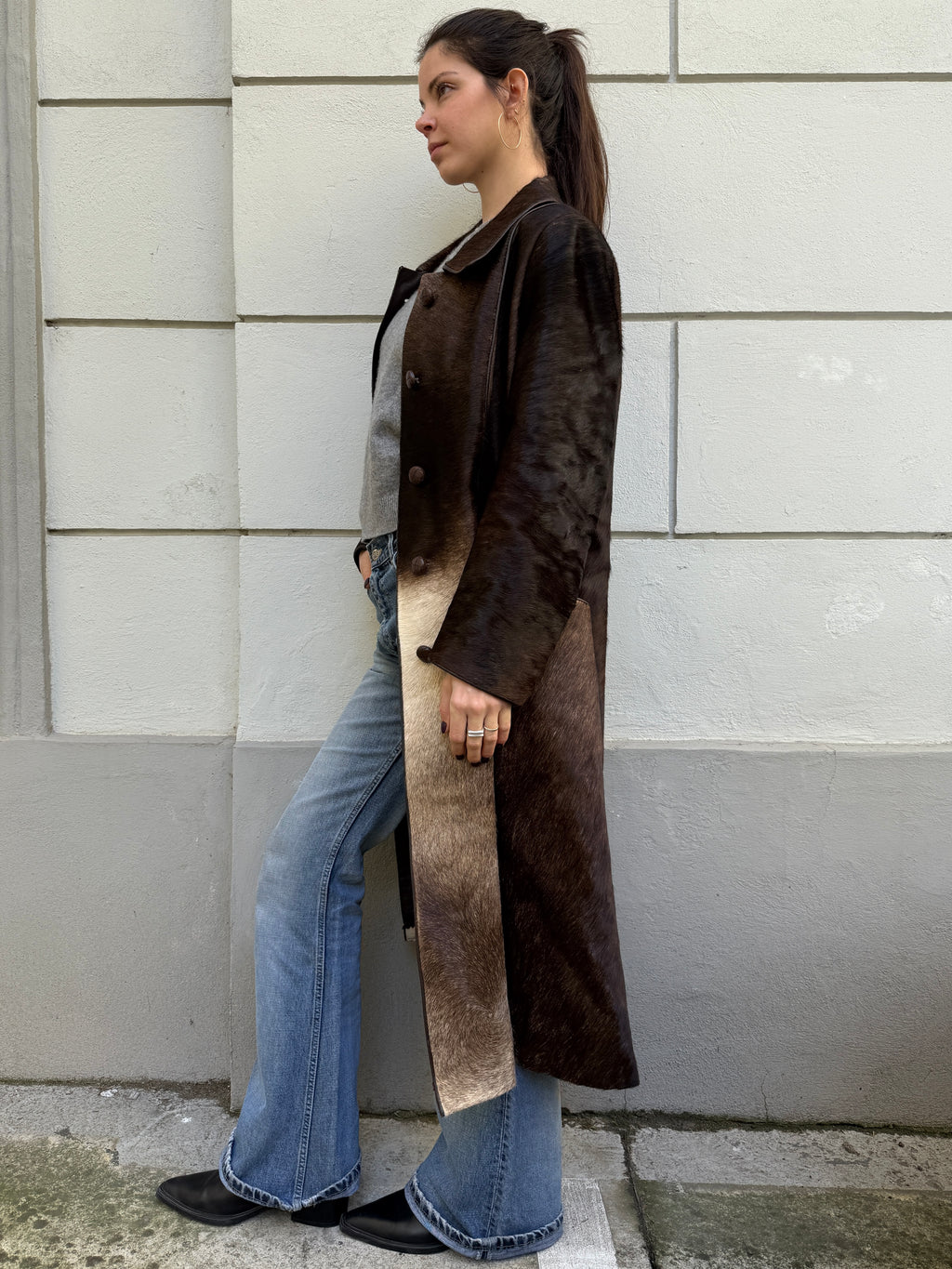 Vintage 100% Genuine Cowhide Ponyhair Coat L
