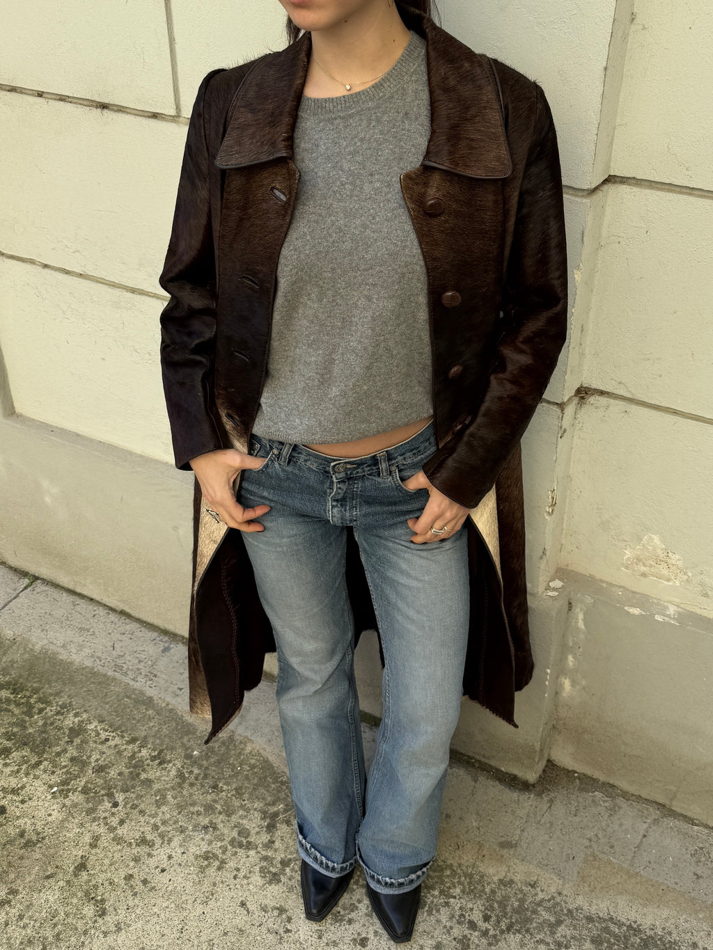 Vintage 100% Genuine Cowhide Ponyhair Coat L