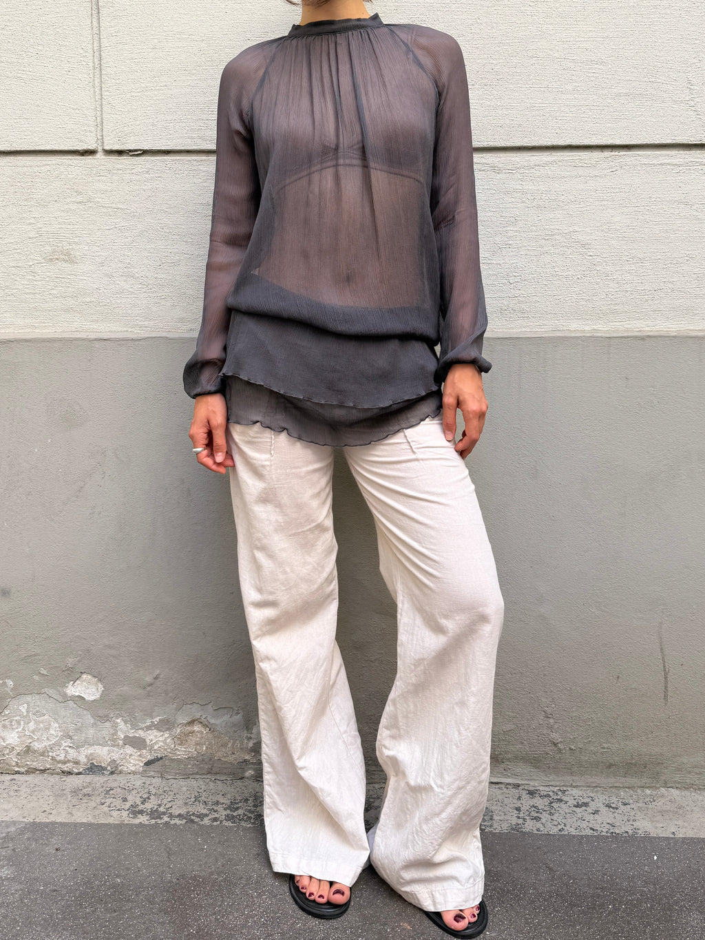 Vintage Sisley Sheer Tunic Blouse M