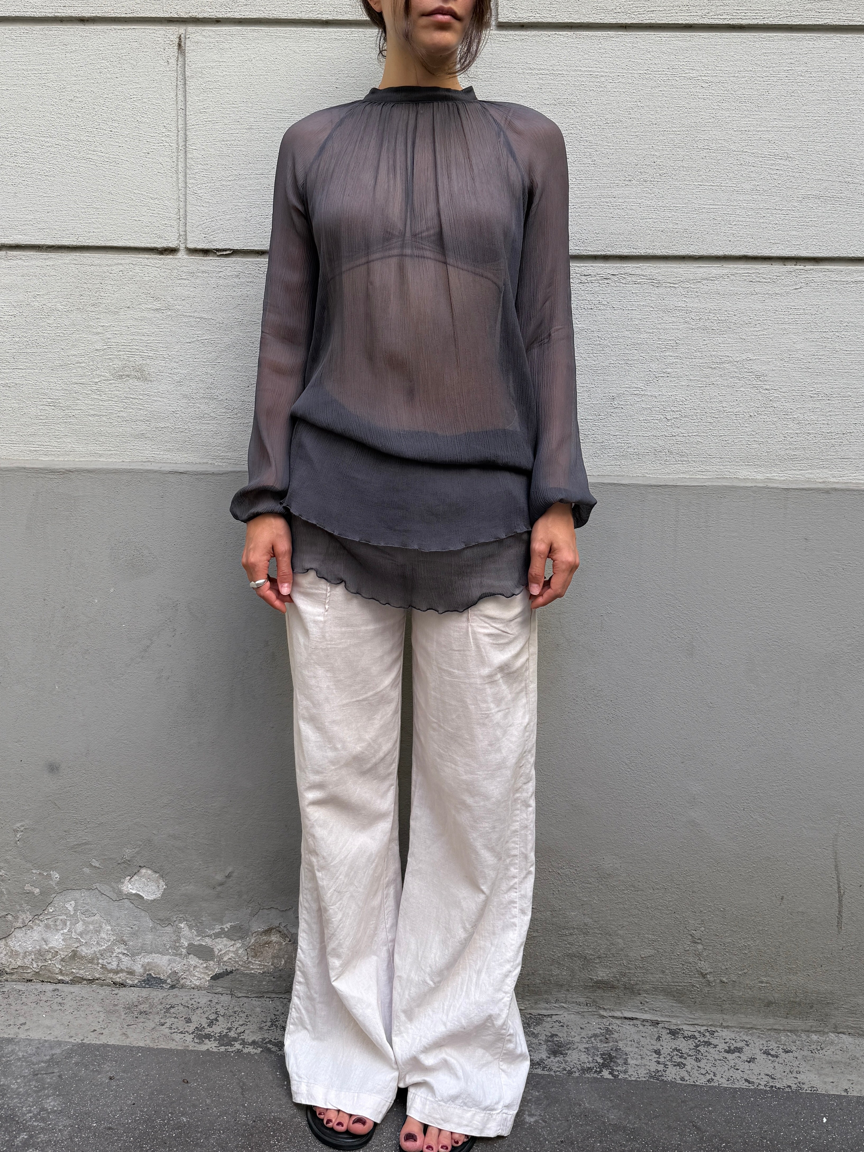 Vintage Sisley Sheer Tunic Blouse M