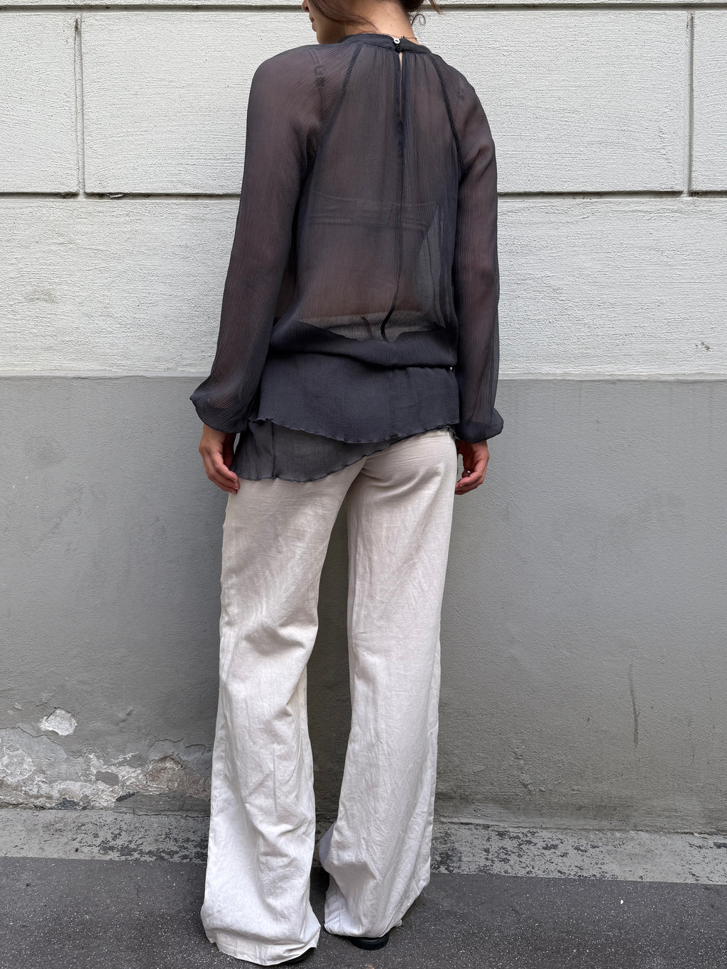 Vintage Sisley Sheer Tunic Blouse M