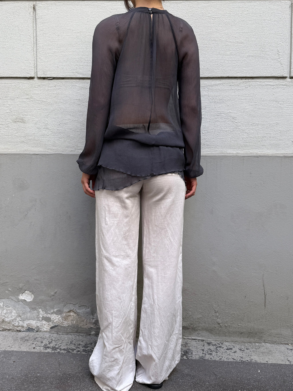 Vintage Sisley Sheer Tunic Blouse M