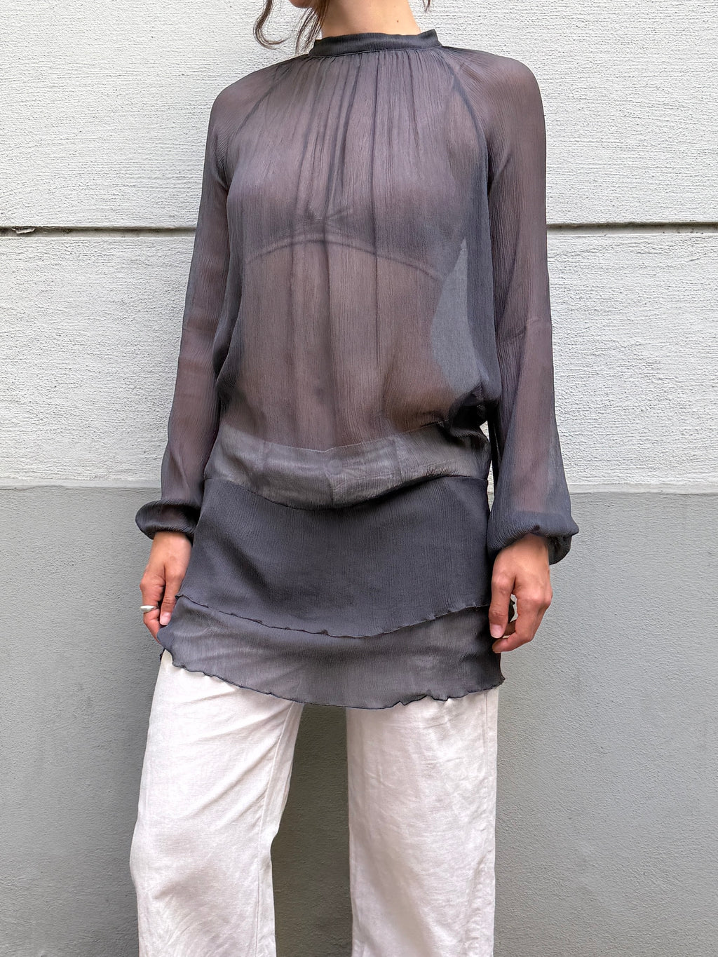 Vintage Sisley Sheer Tunic Blouse M